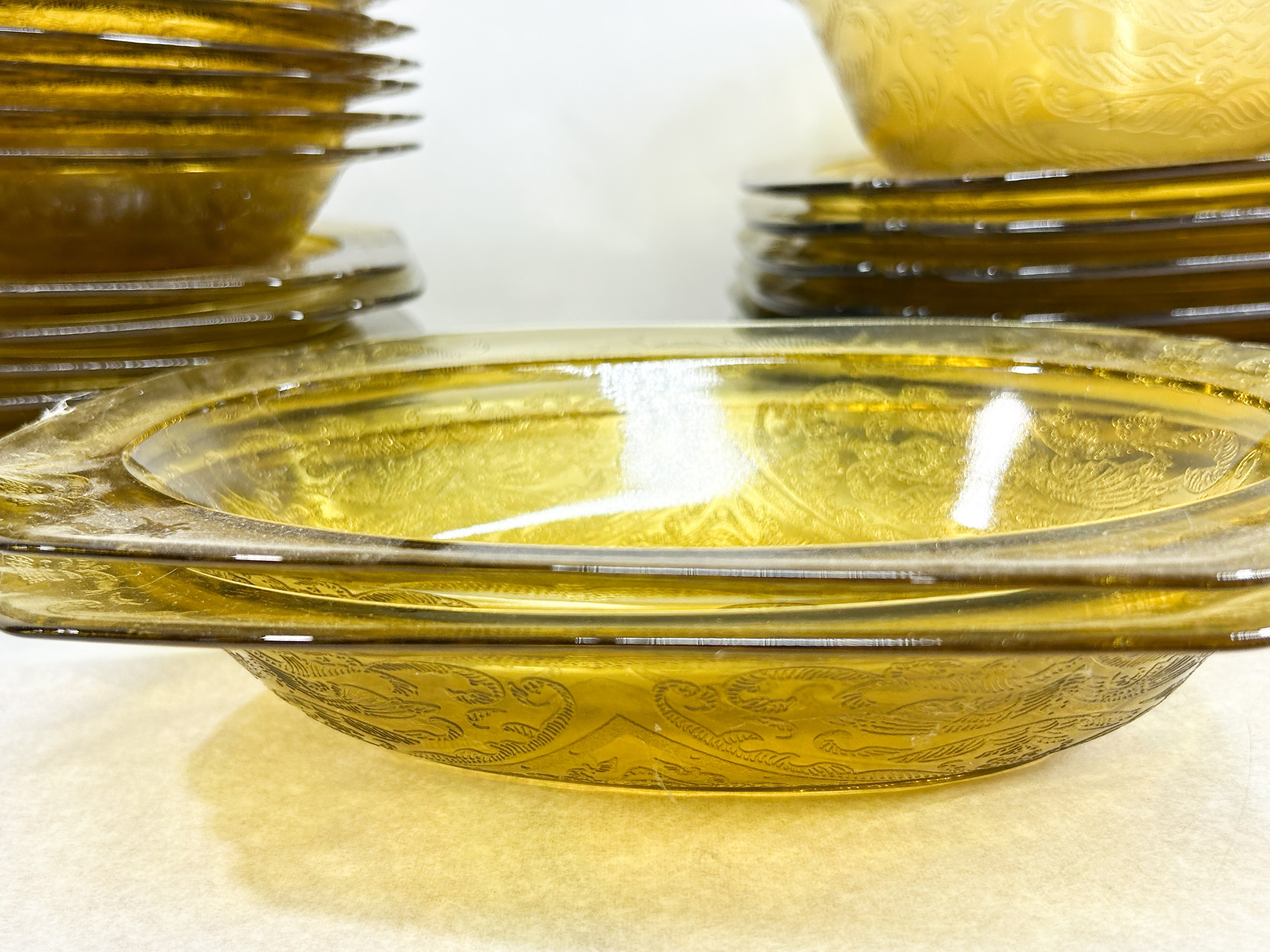 FEDERAL MADRID AMBER GLASS TABLEWARE