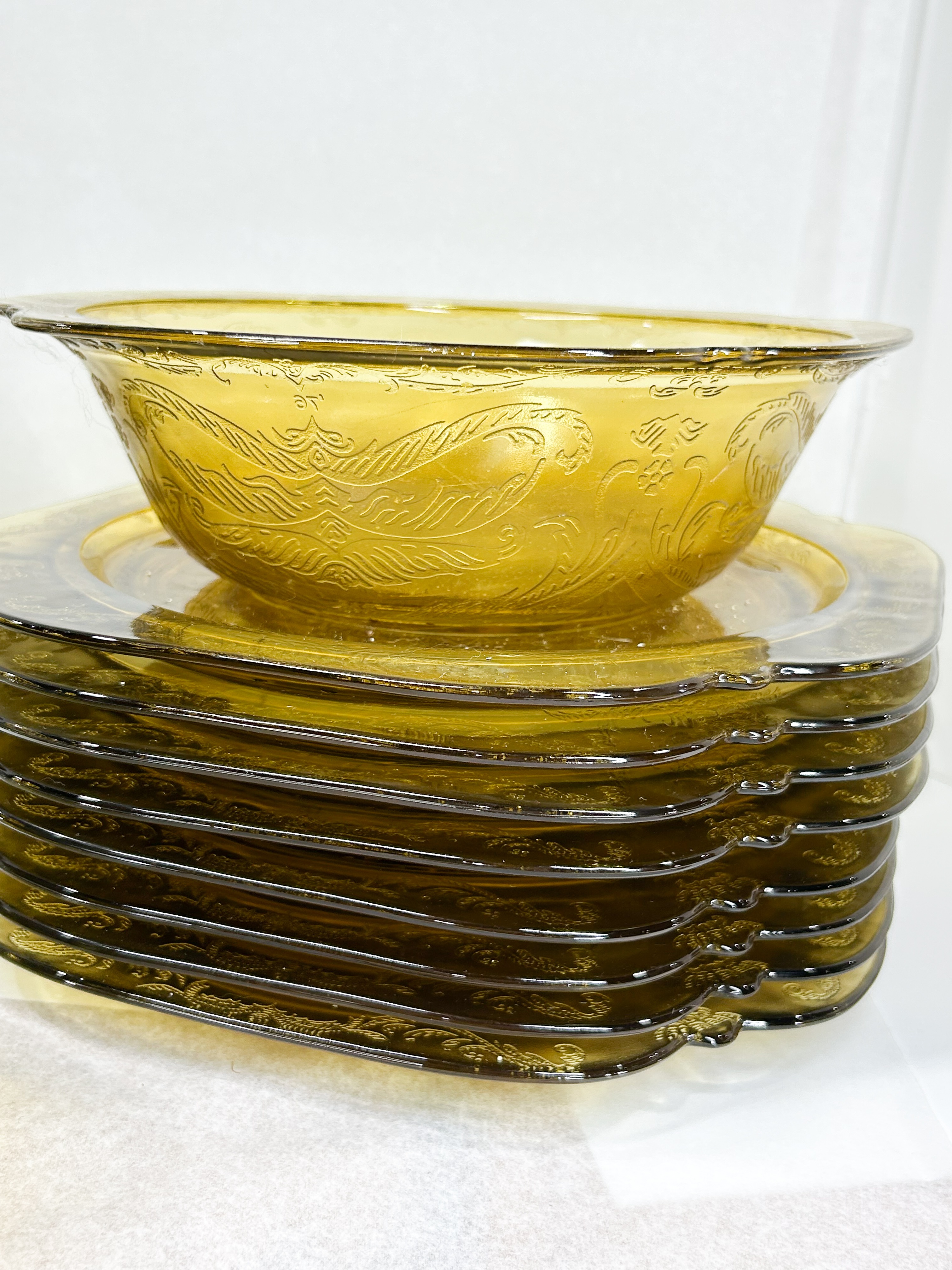FEDERAL MADRID AMBER GLASS TABLEWARE