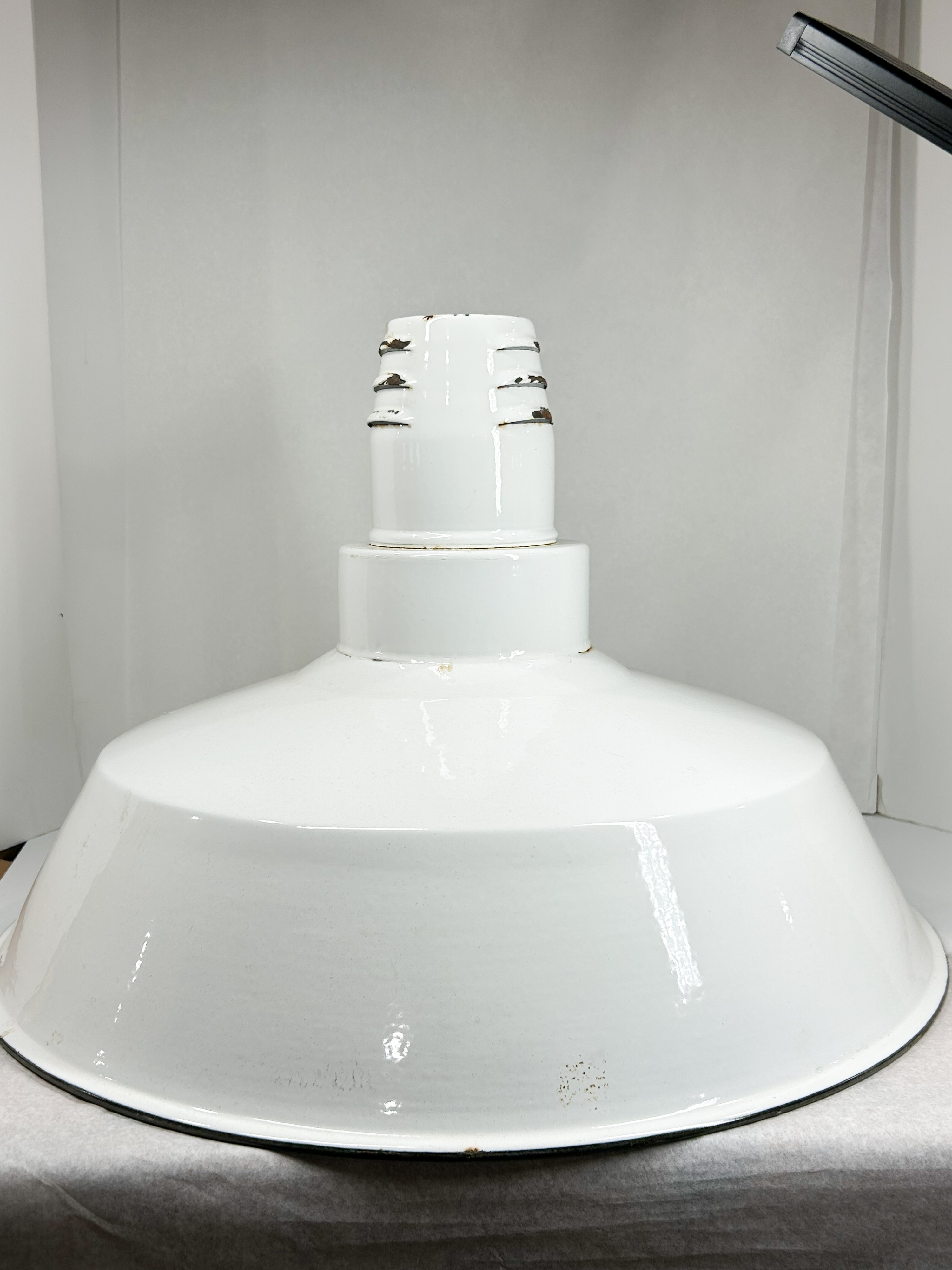 LARGE WHITE ENAMEL INDUSTRIAL PENDANT SHADE