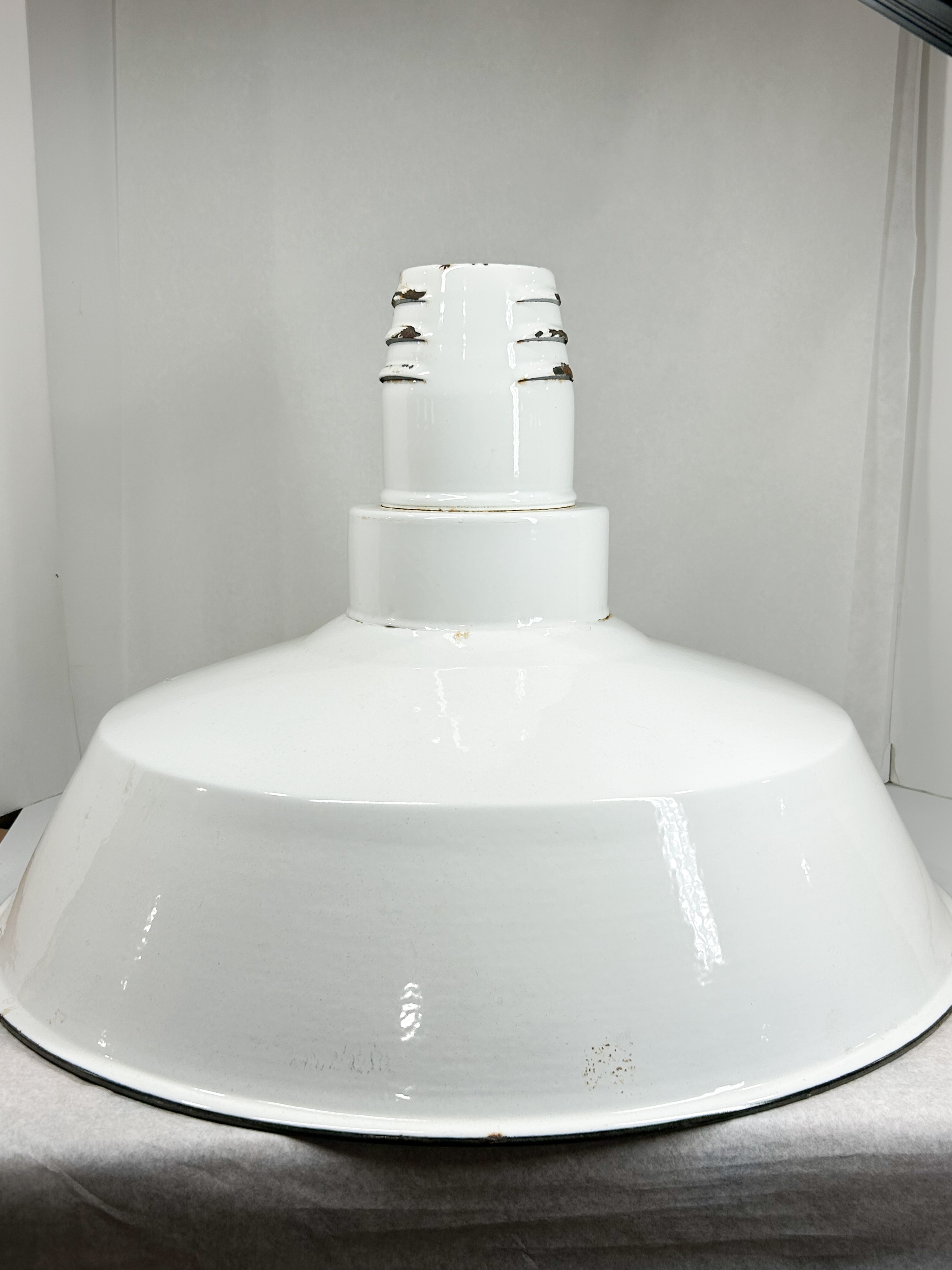 LARGE WHITE ENAMEL INDUSTRIAL PENDANT SHADE