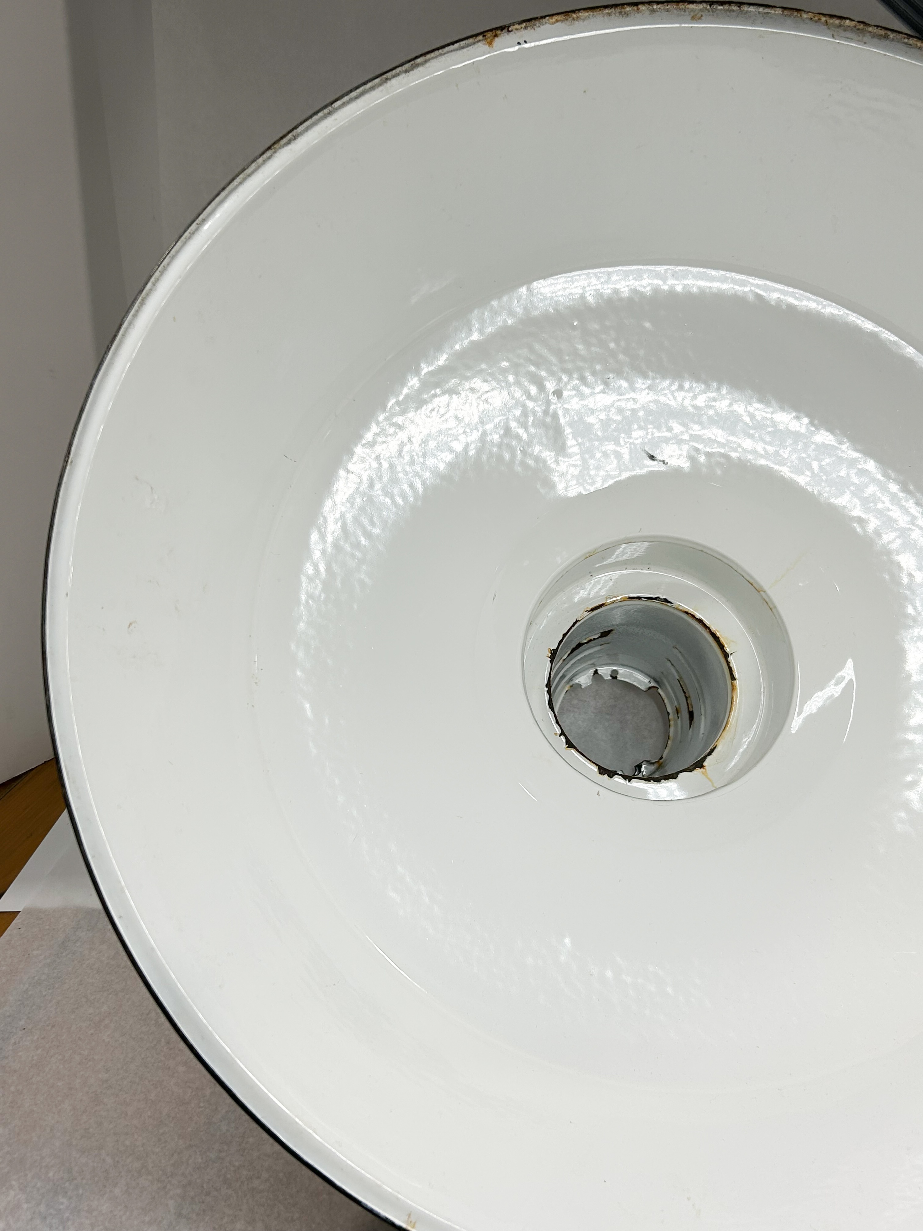 LARGE WHITE ENAMEL INDUSTRIAL PENDANT SHADE