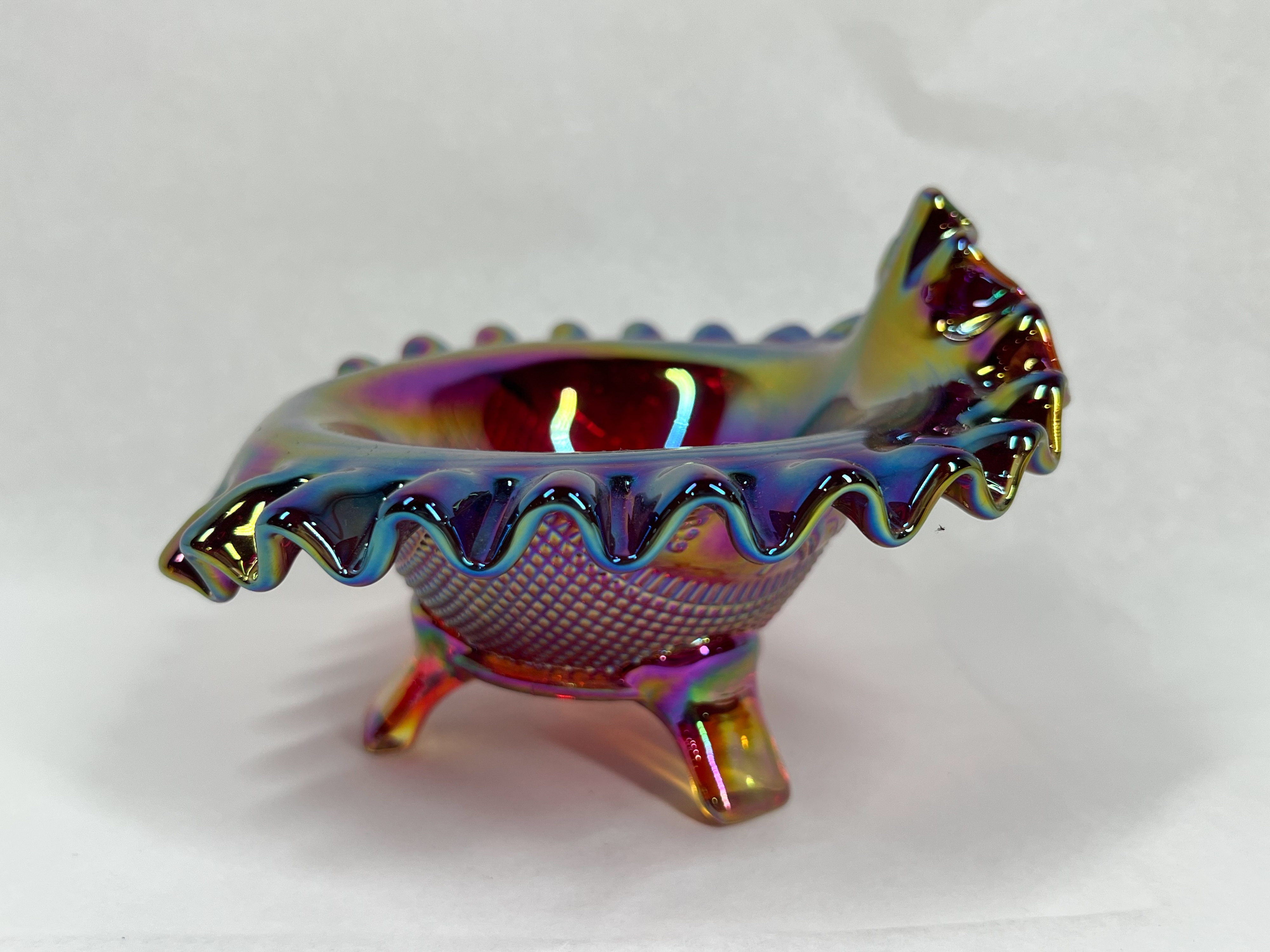 FENTON RED IRIDESCENT GLASS BOWL