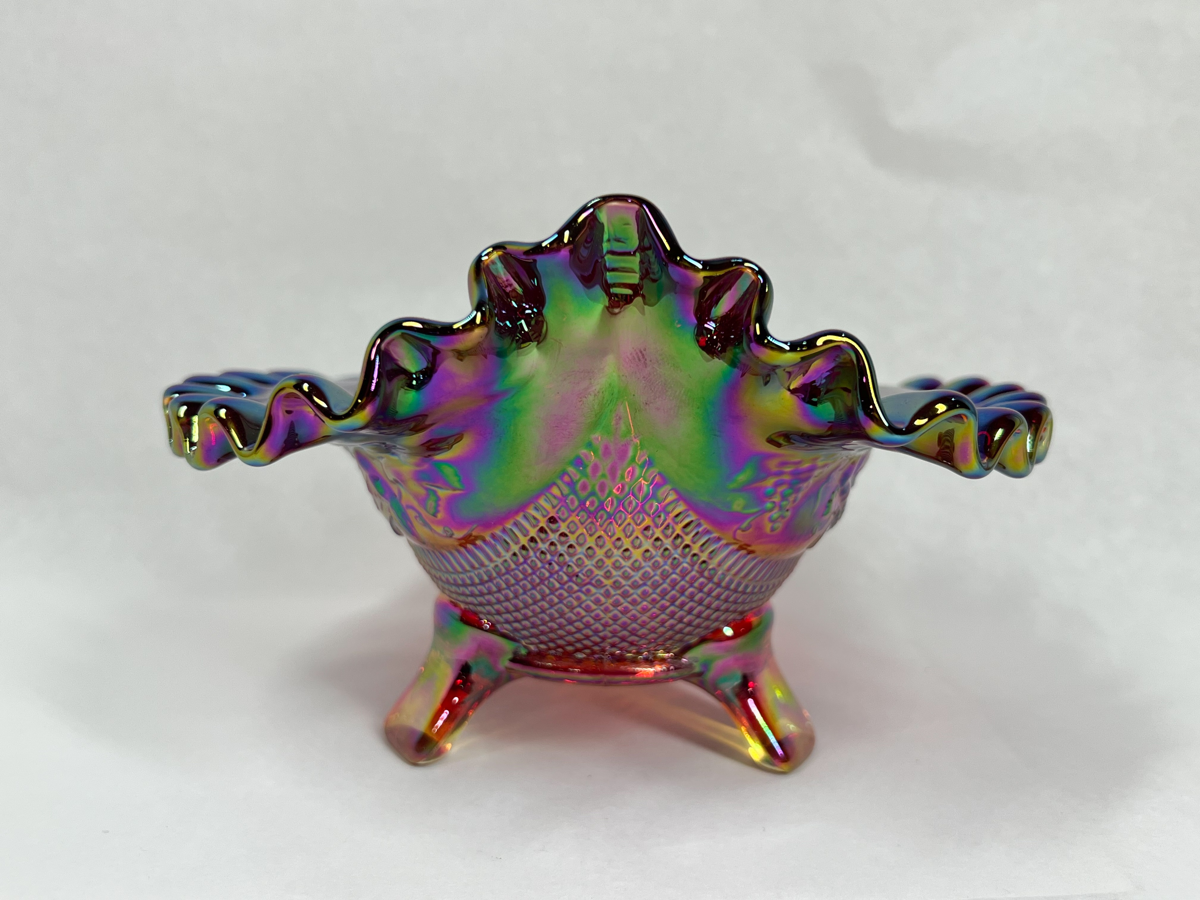 FENTON RED IRIDESCENT GLASS BOWL