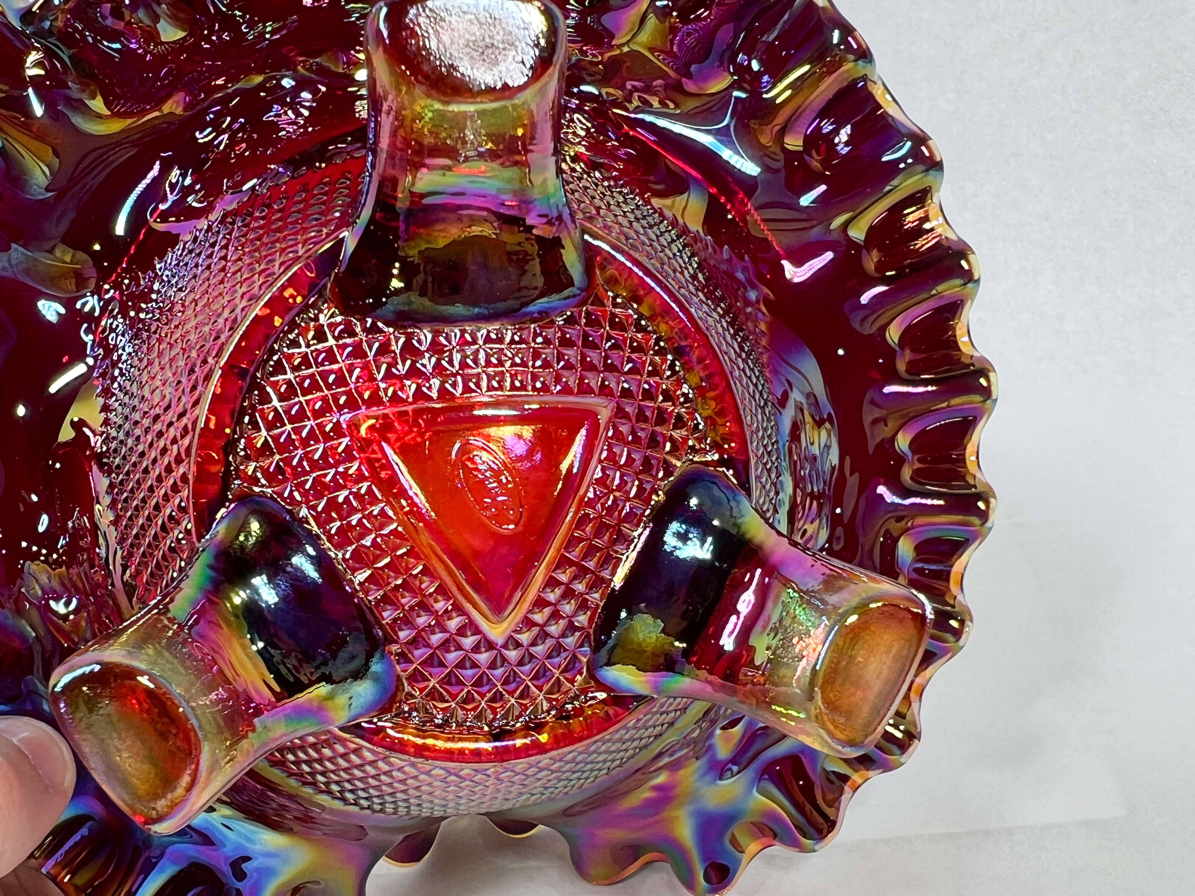 FENTON RED IRIDESCENT GLASS BOWL