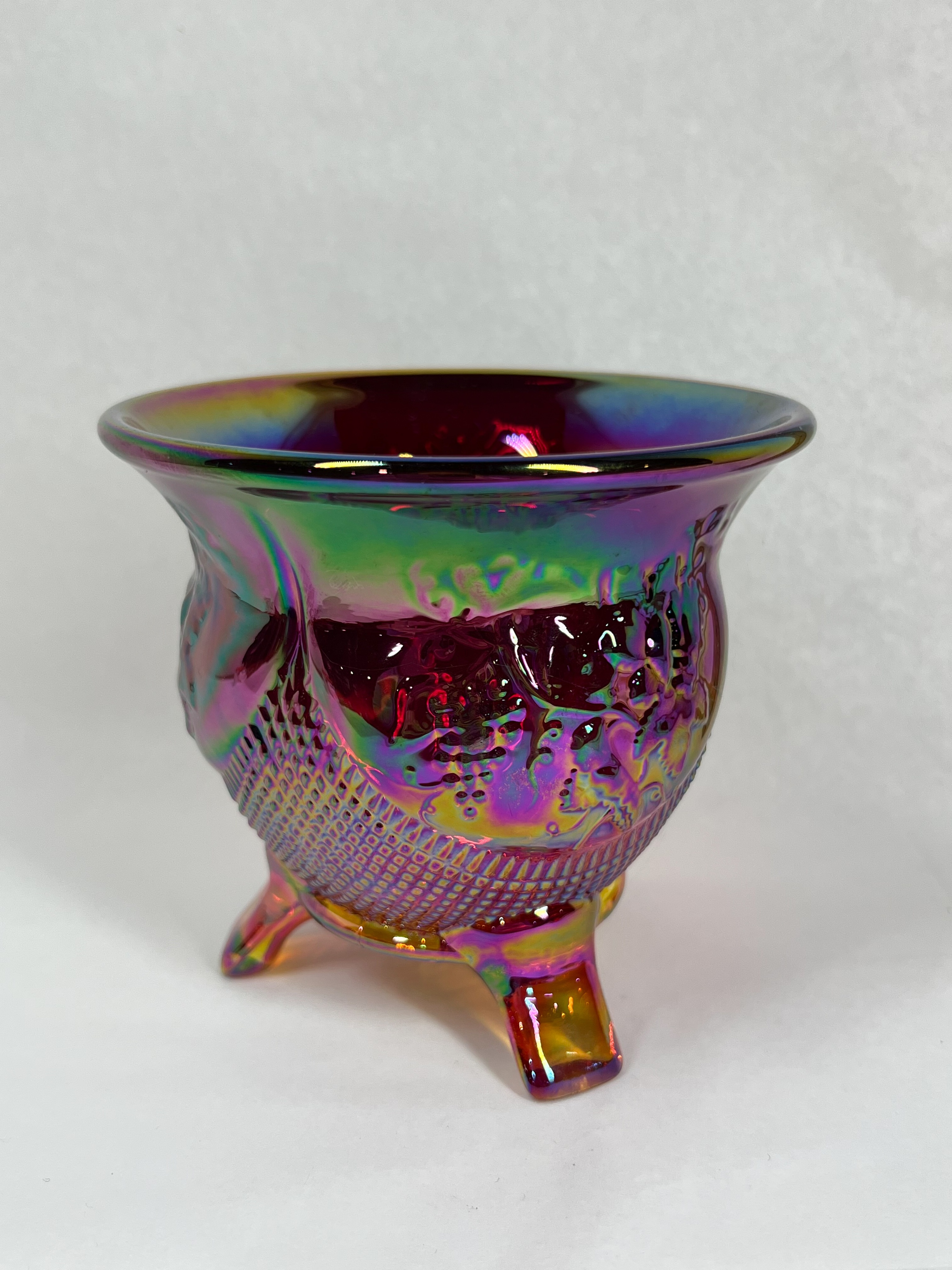 FENTON IRIDESCENT RUBY RED GLASS TOOTHPICK HOLDER