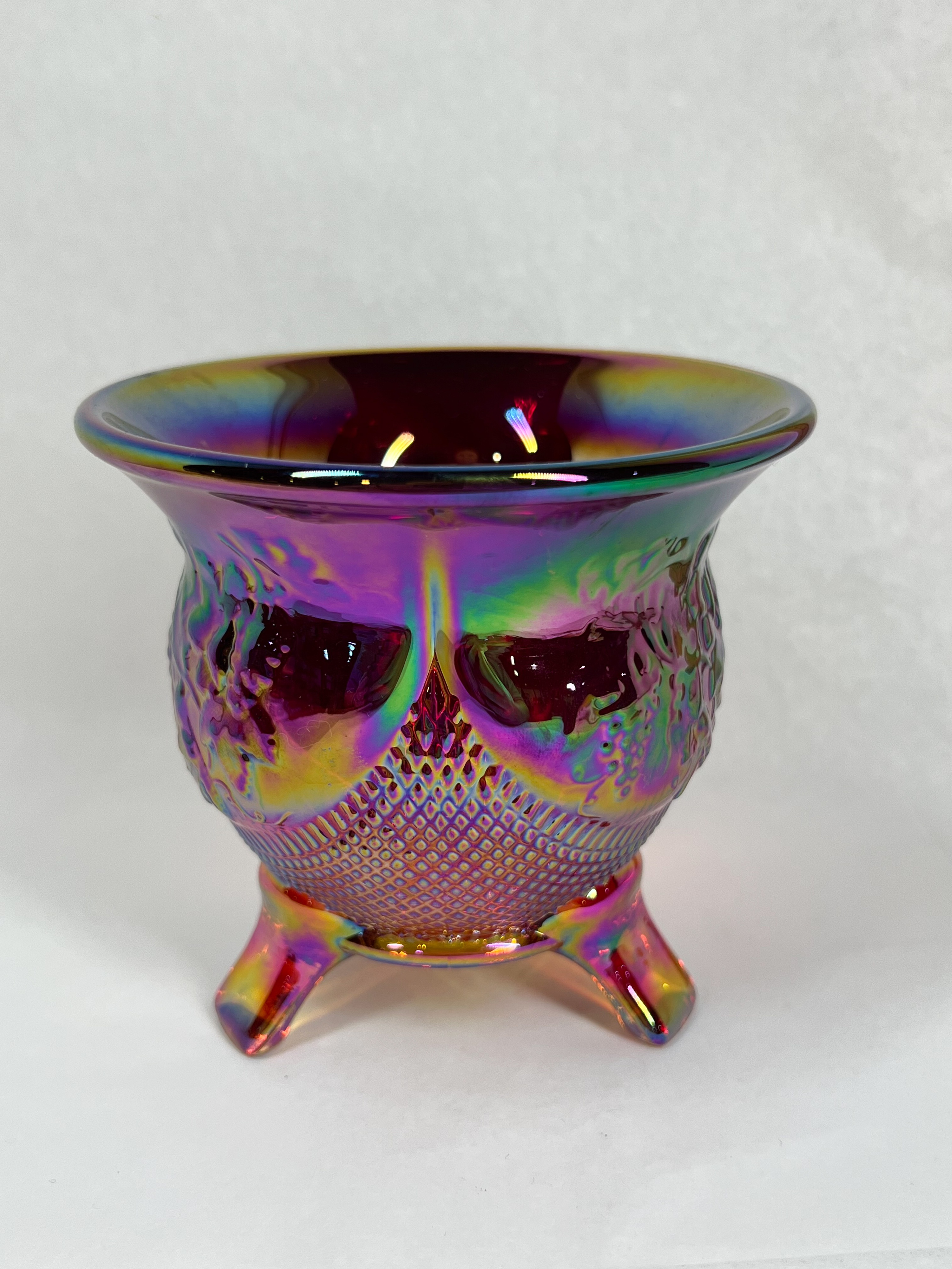 FENTON IRIDESCENT RUBY RED GLASS TOOTHPICK HOLDER