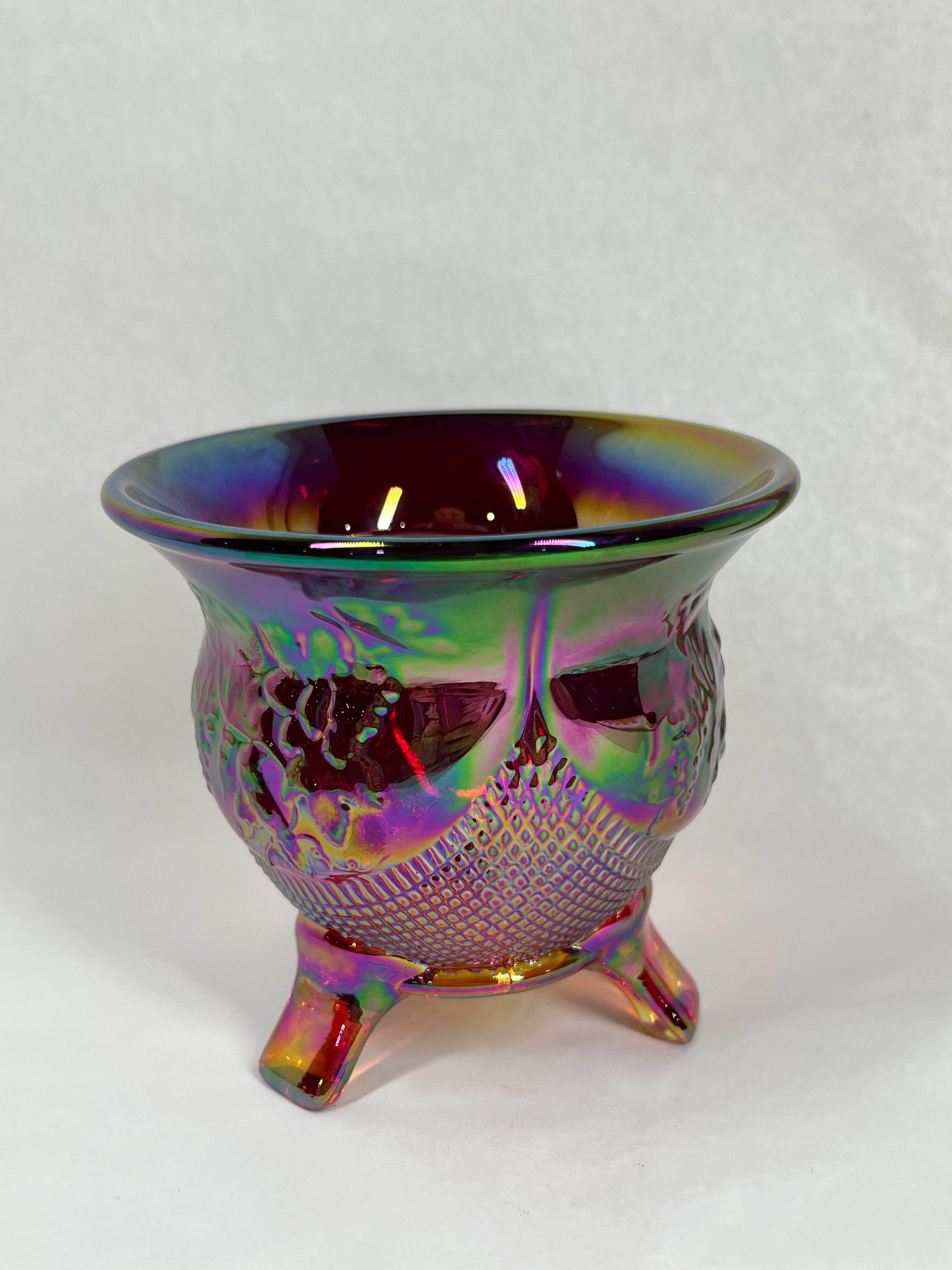 FENTON IRIDESCENT RUBY RED GLASS TOOTHPICK HOLDER