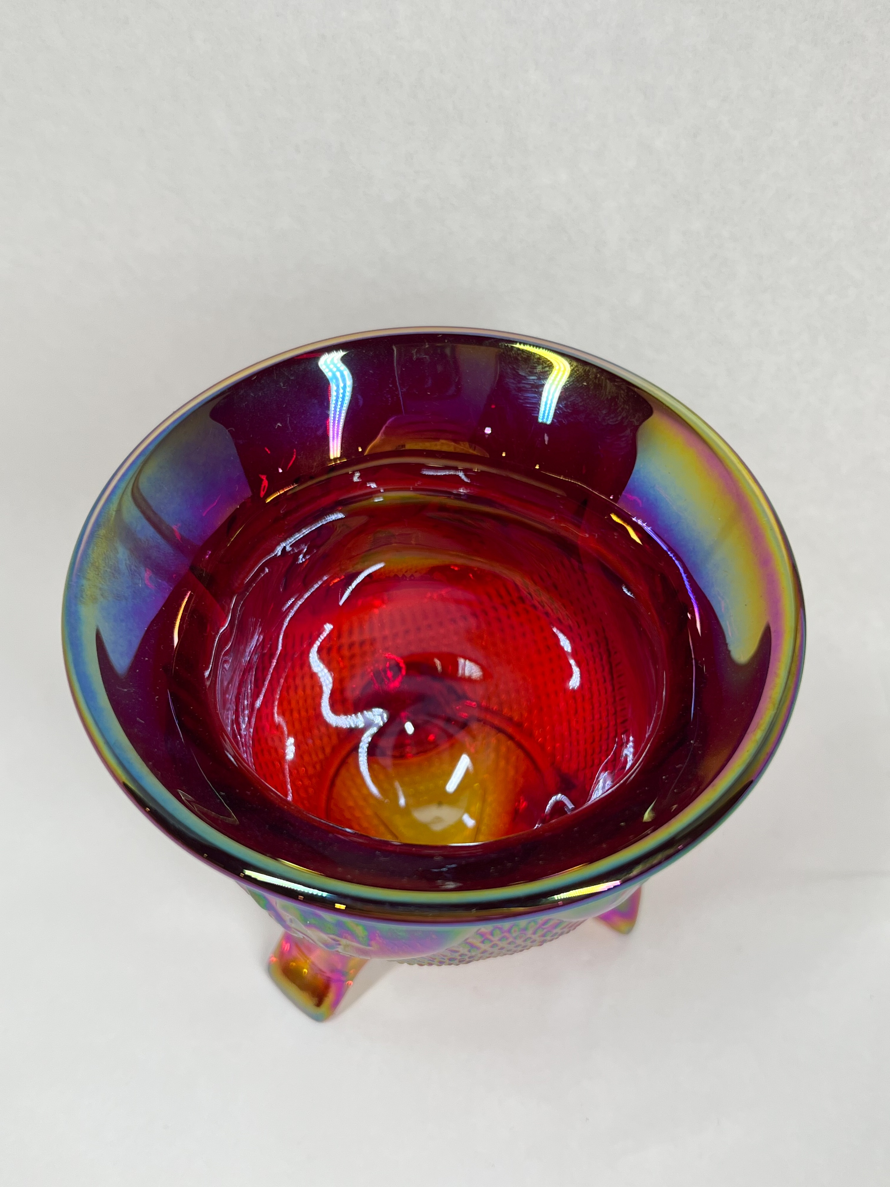 FENTON IRIDESCENT RUBY RED GLASS TOOTHPICK HOLDER