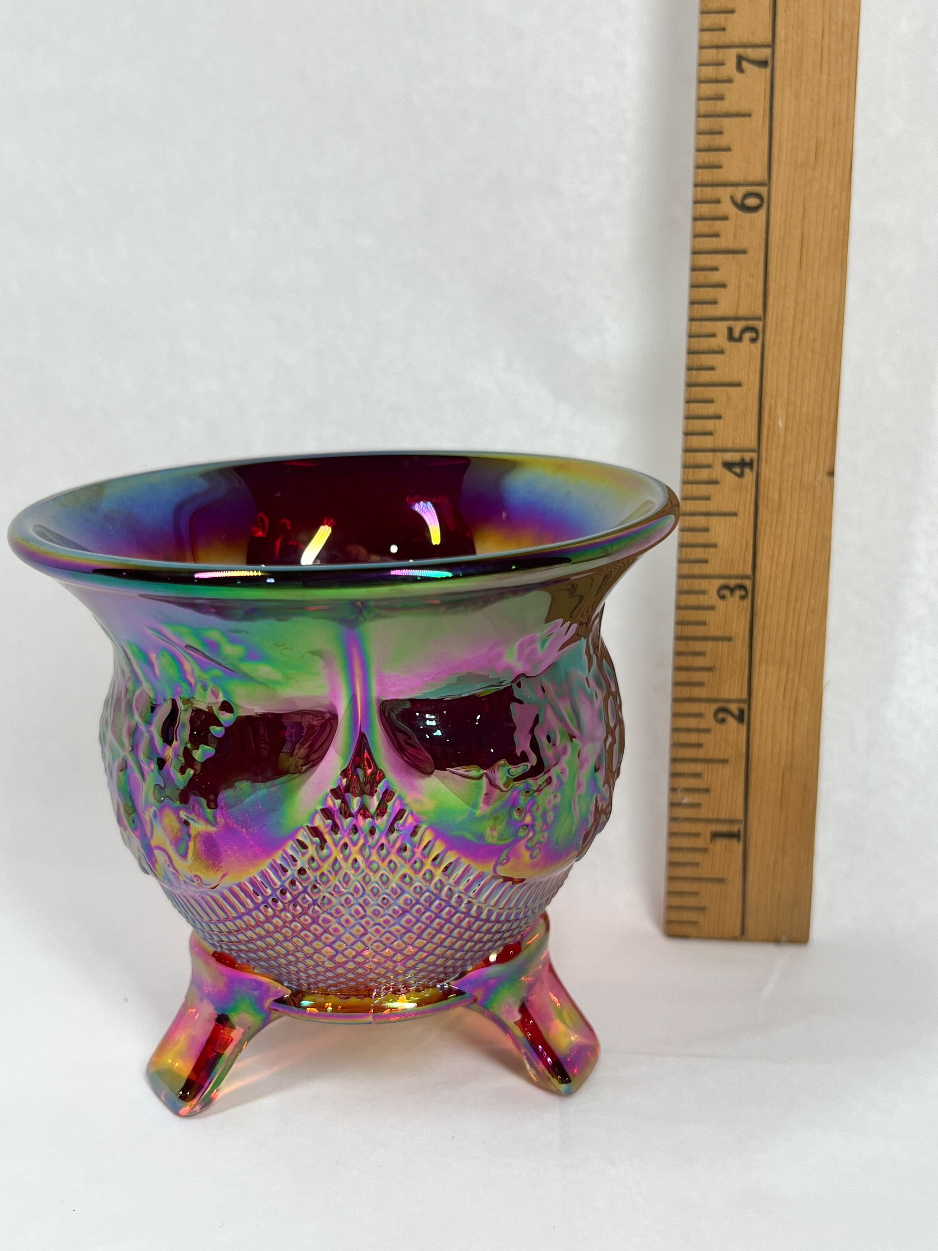 FENTON IRIDESCENT RUBY RED GLASS TOOTHPICK HOLDER