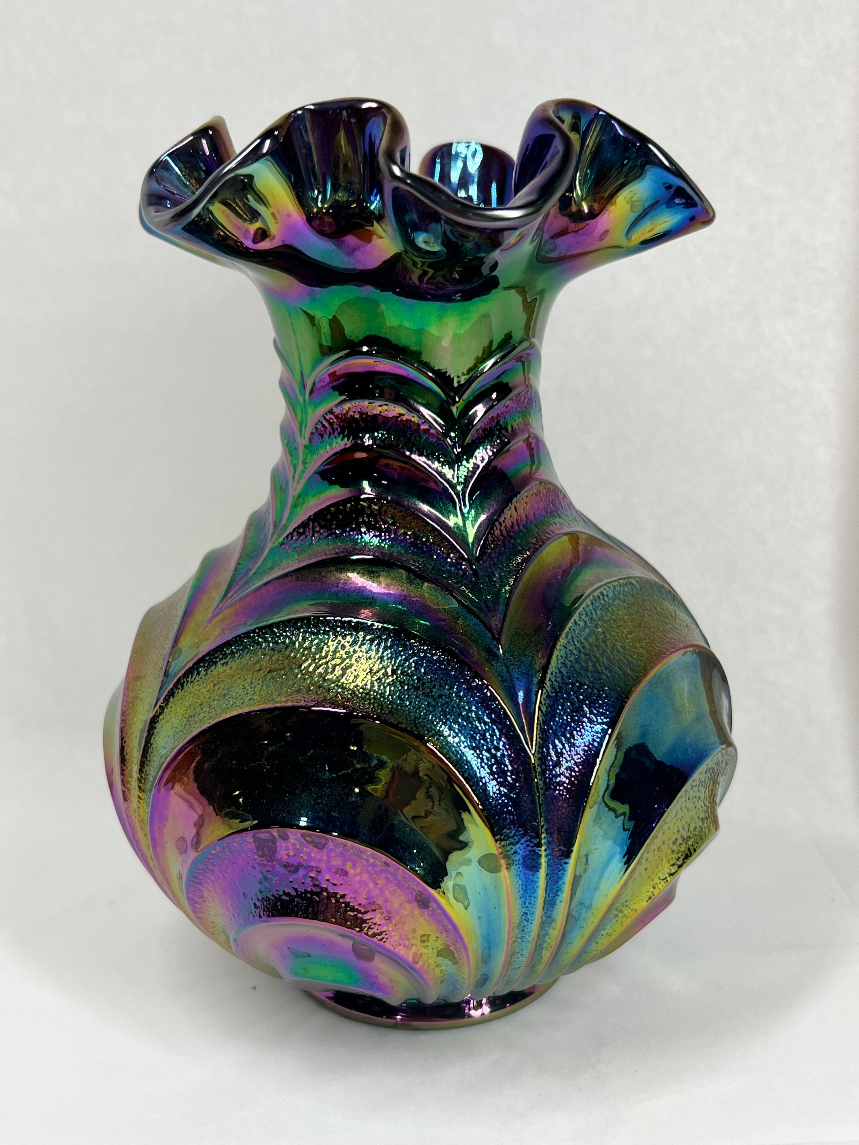 FENTON AMETHYST CARNIVAL GLASS VASE
