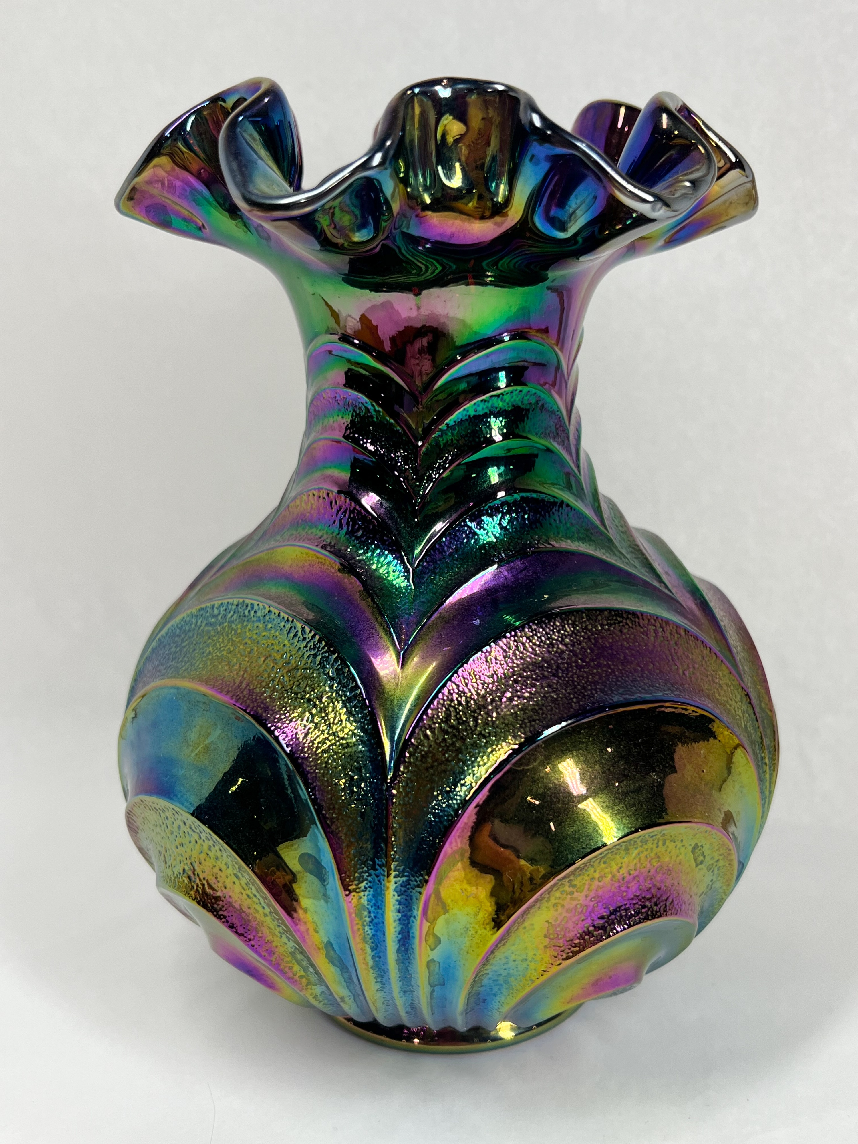 FENTON AMETHYST CARNIVAL GLASS VASE