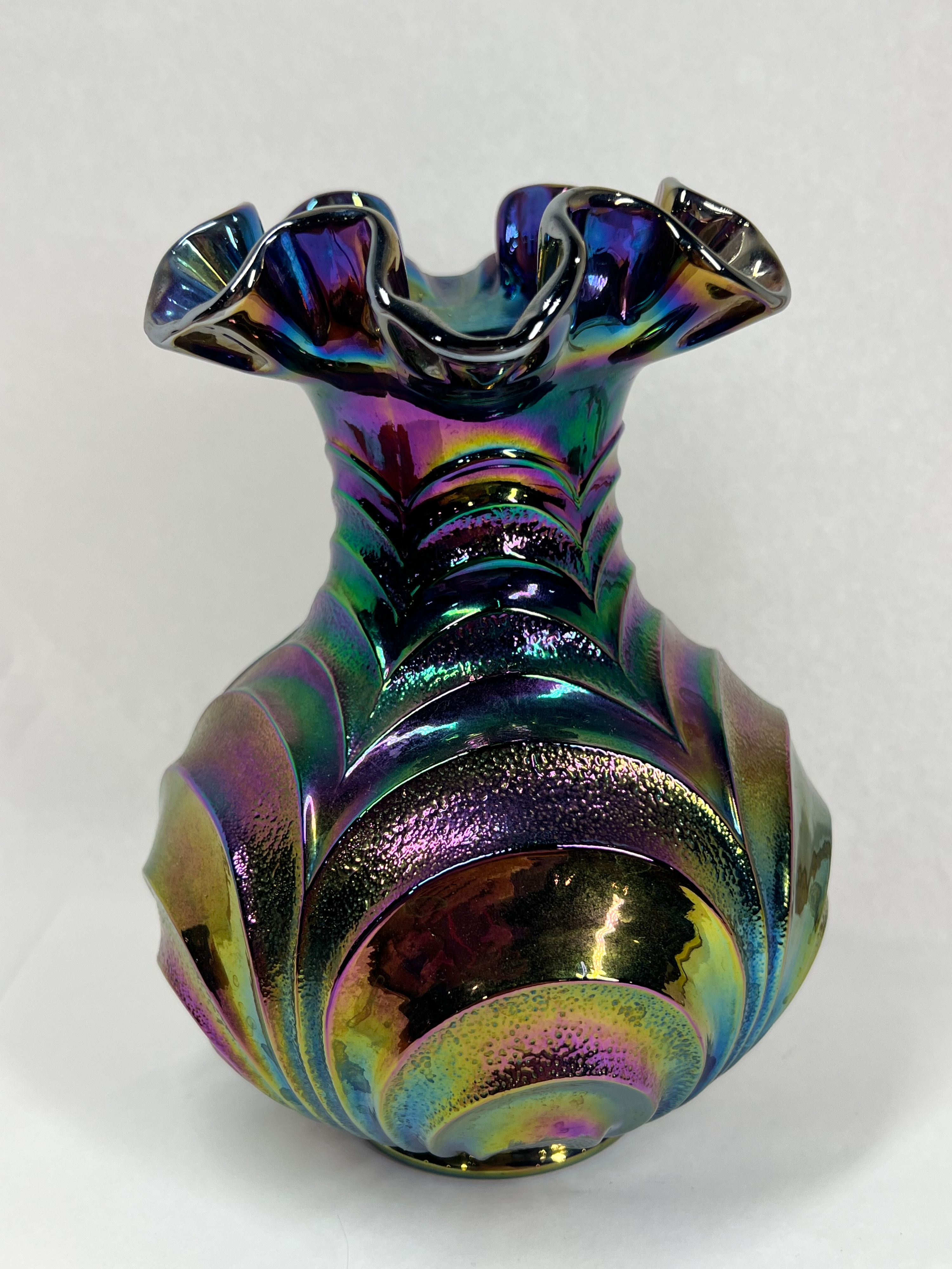 FENTON AMETHYST CARNIVAL GLASS VASE