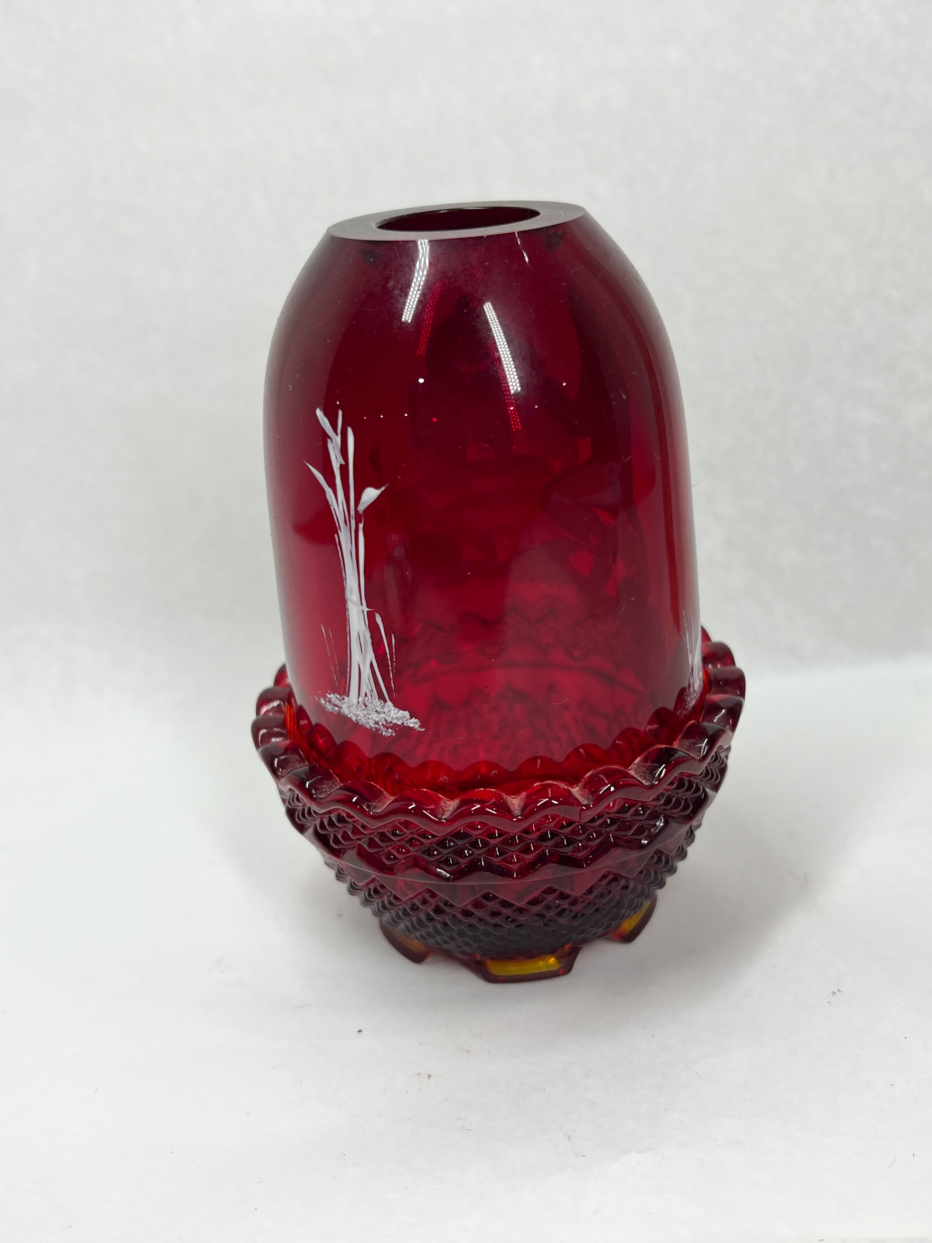 FENTON RUBY HP B PZZA HALLOWEEN FAIRY LAMP