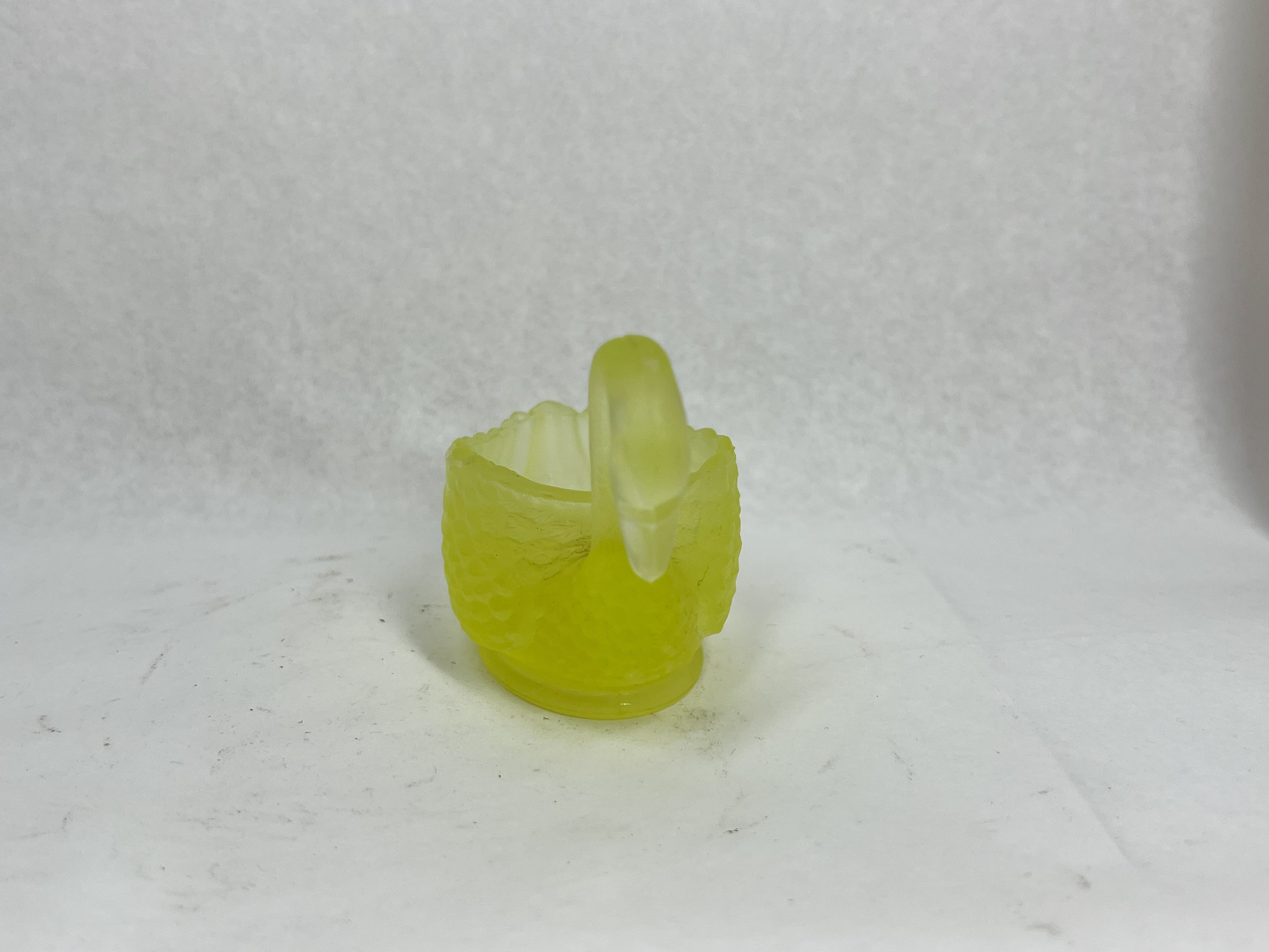 FROSTED URANIUM GLASS SWAN SALT