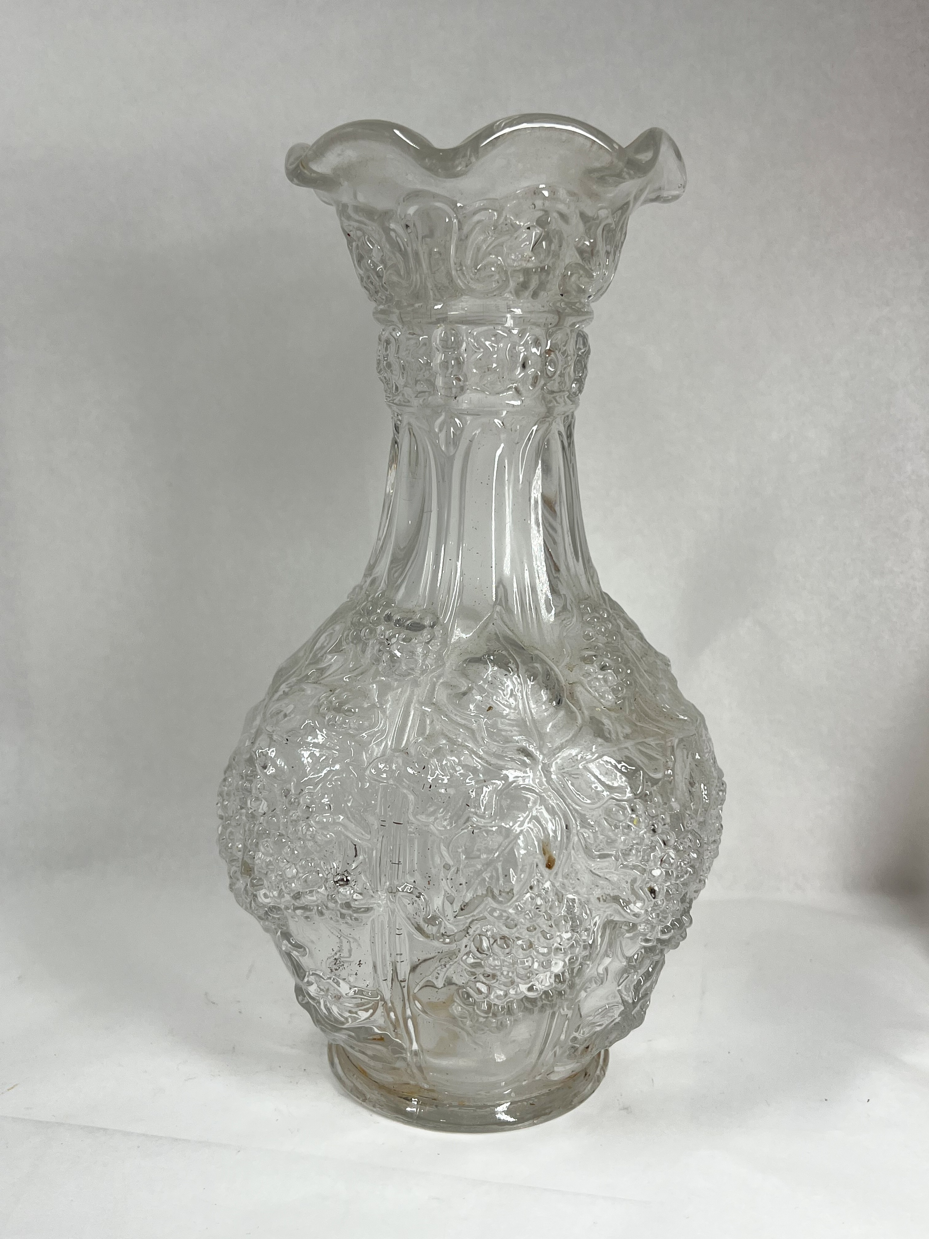 PRESSED LOGANBERRY CLEAR GLASS VASE