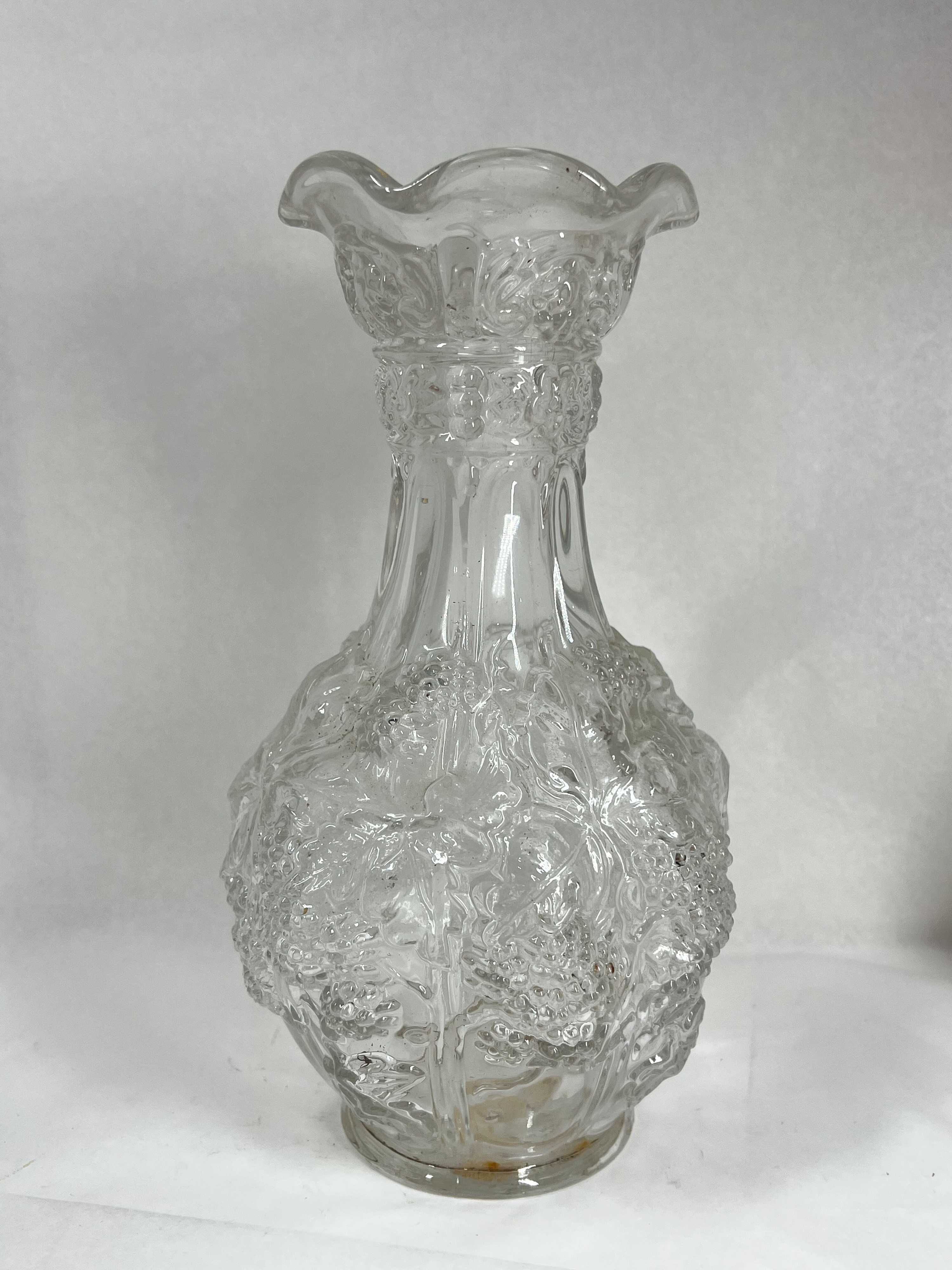 PRESSED LOGANBERRY CLEAR GLASS VASE