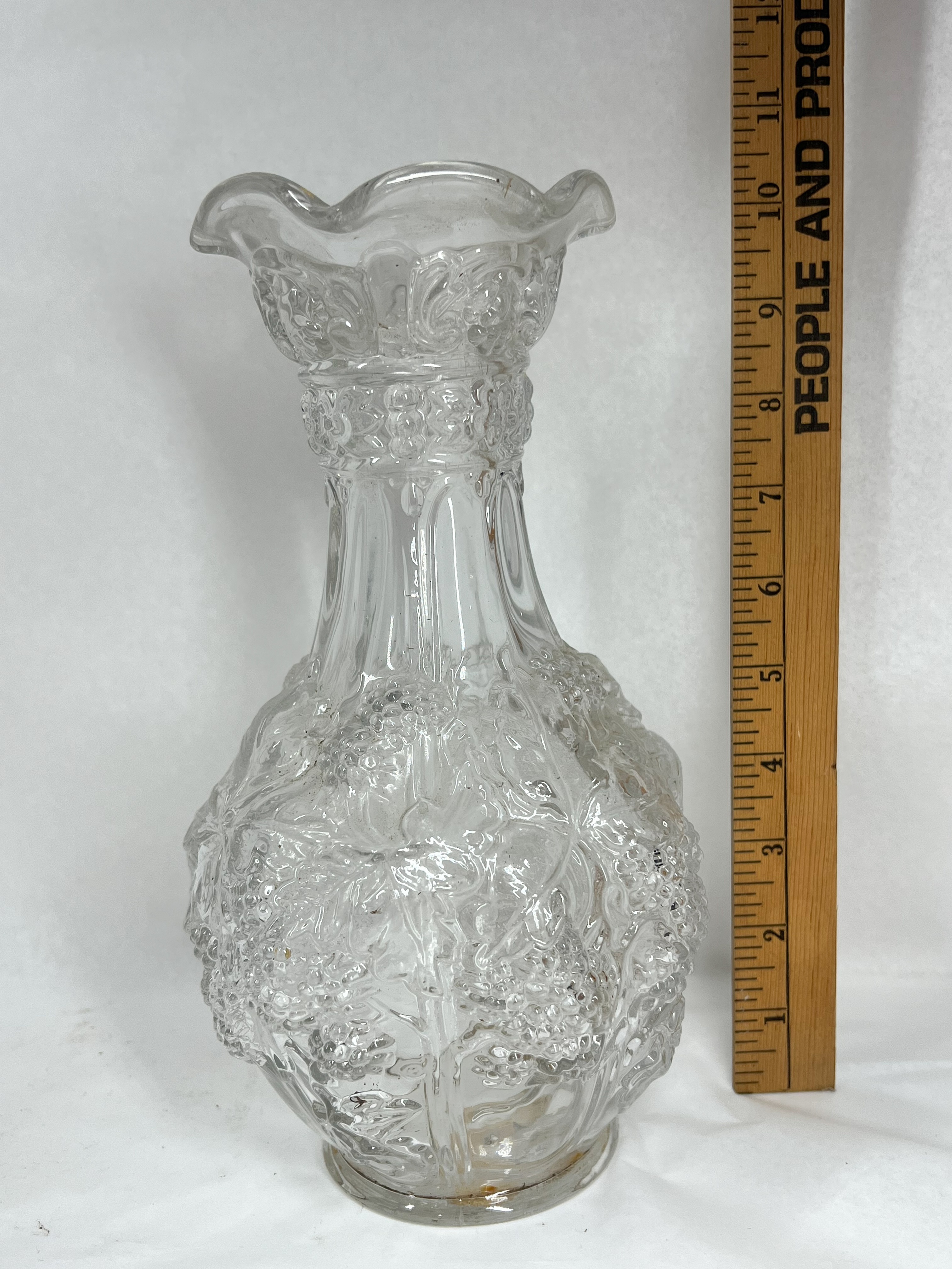 PRESSED LOGANBERRY CLEAR GLASS VASE