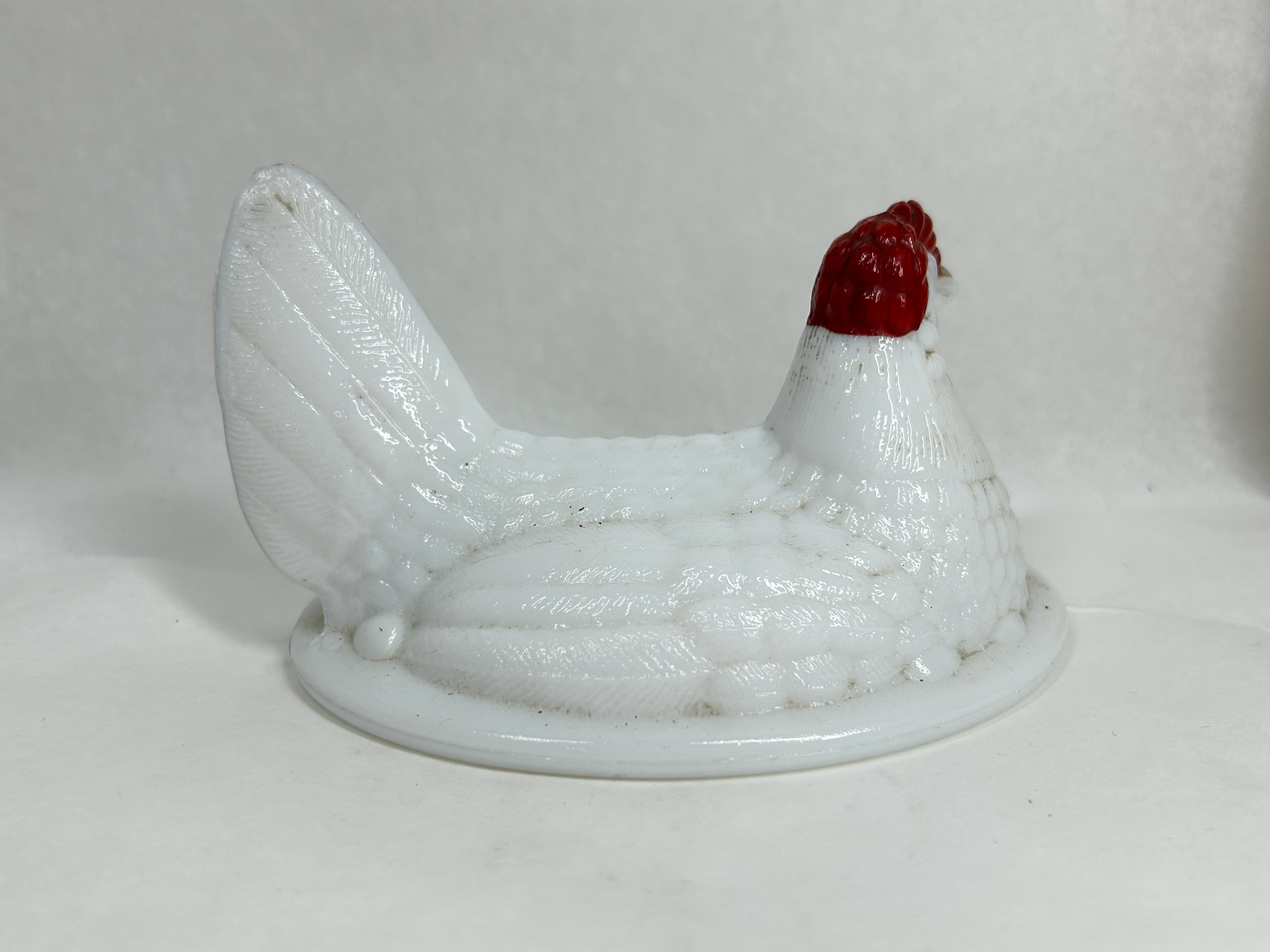 MILK GLASS SPLIT TAIL HEN LID