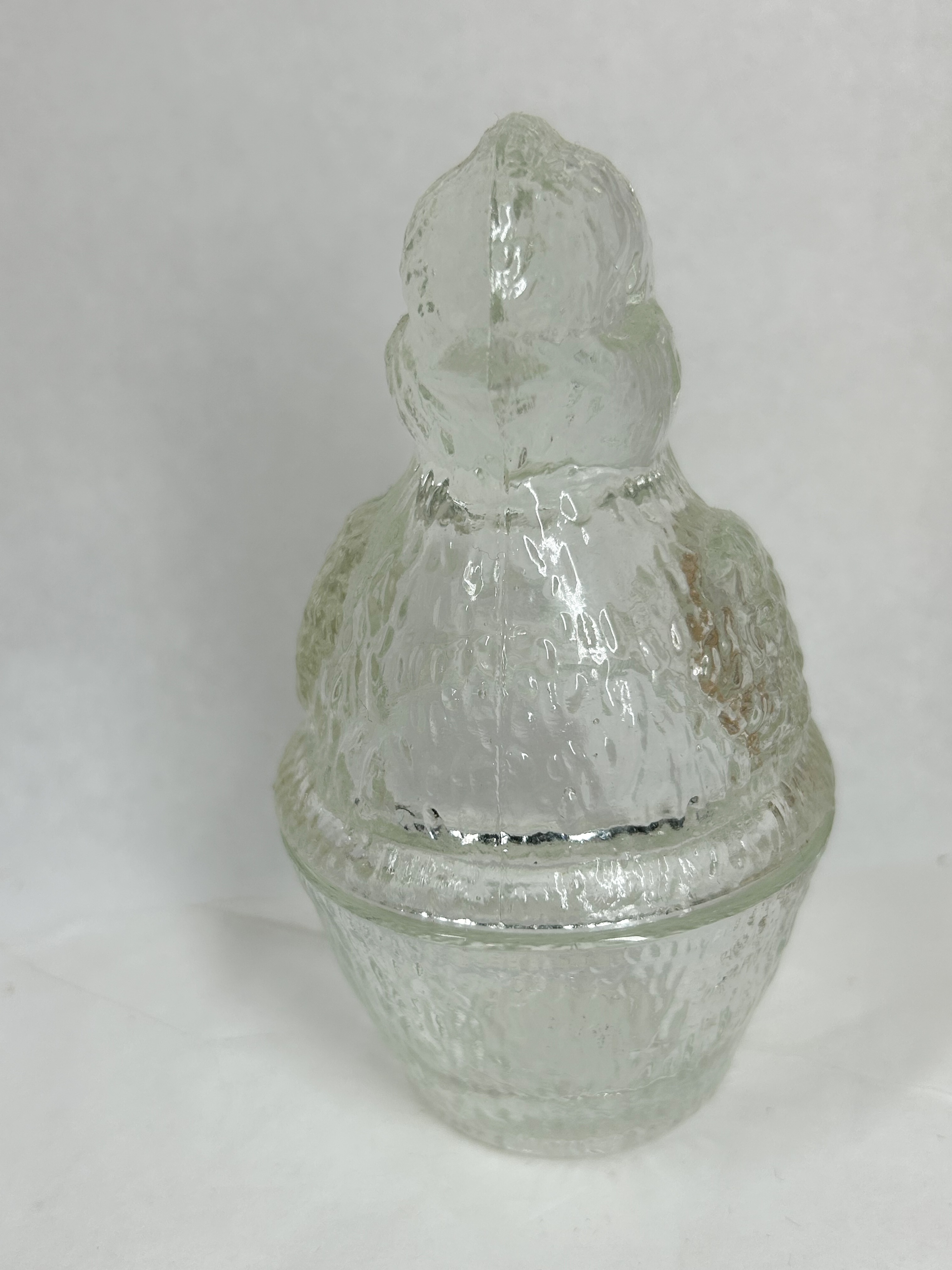 TEXTURED CLEAR GLASS CHICK CANDY DISH