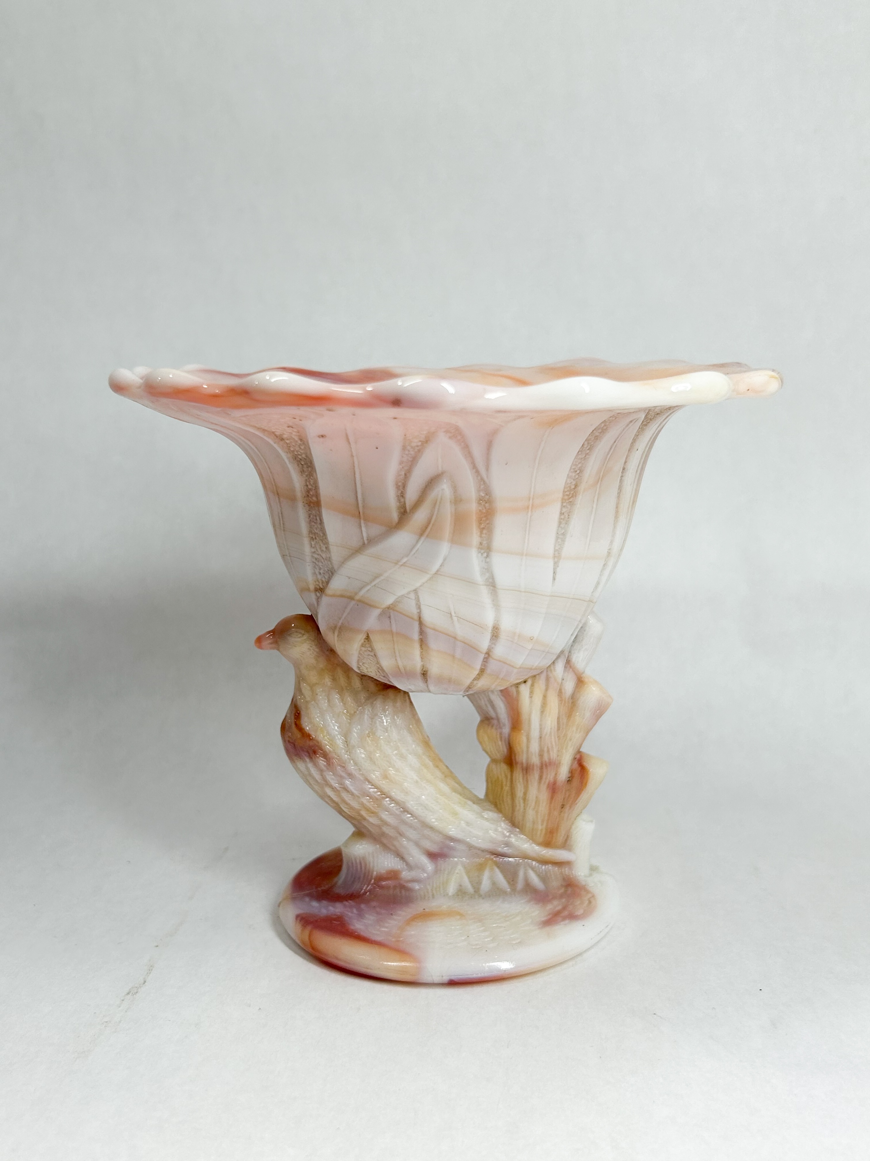 AKRO AGATE LILY SLAG GLASS VASE