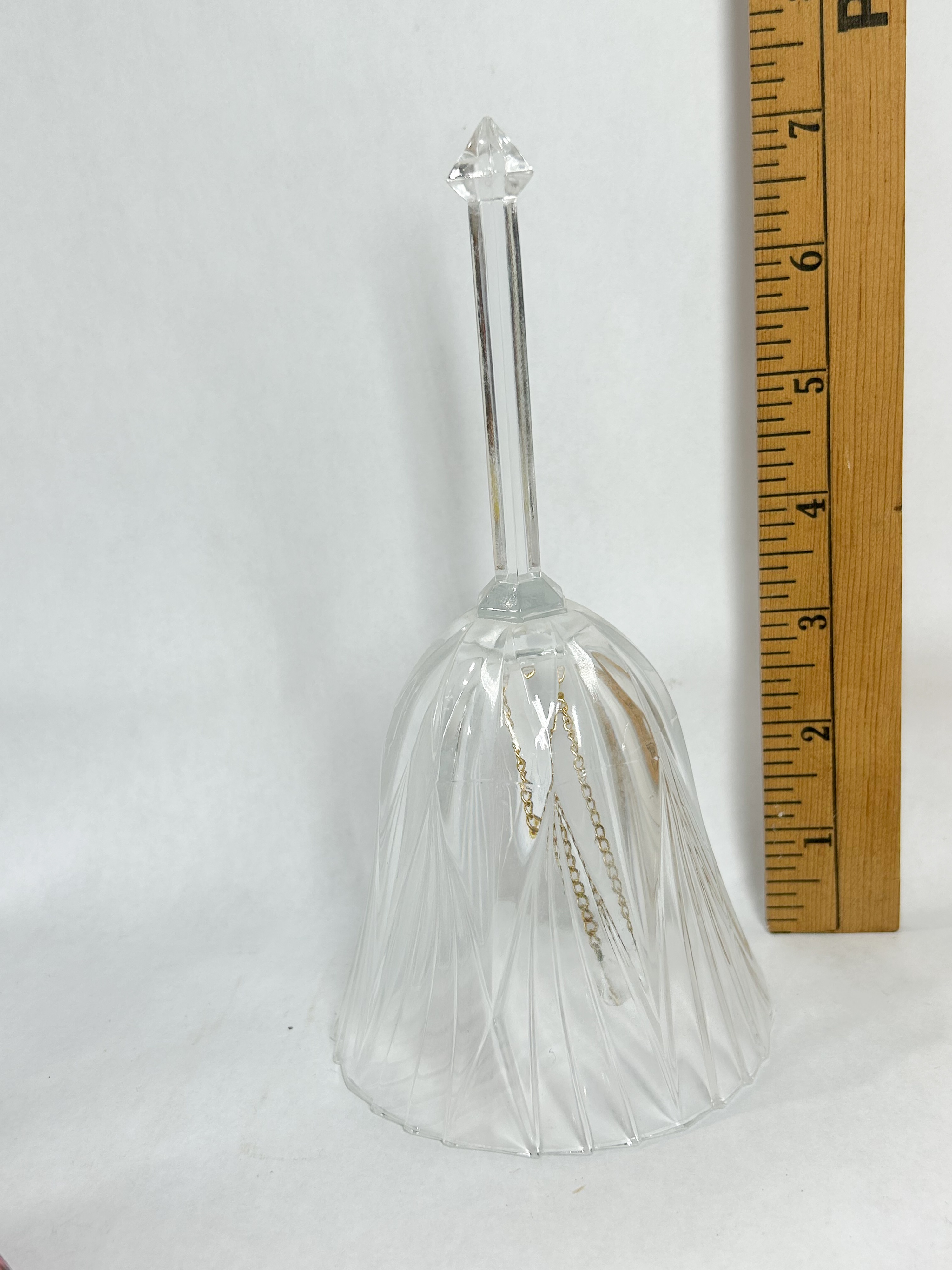 COLLECTION OF FIVE CUT AND ETCHED CRYSTAL HAND BELLS