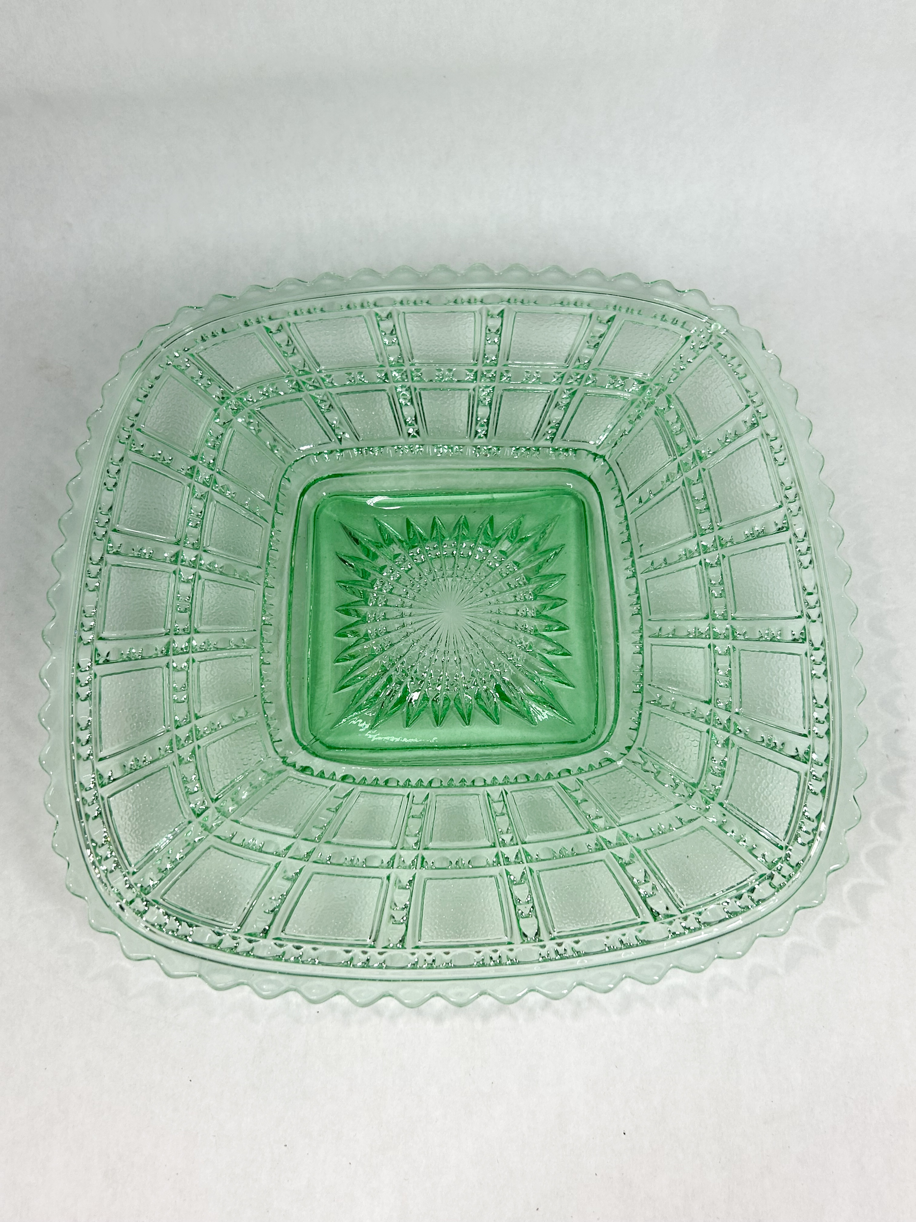 IMPERIAL GLASS BEADED BLOCK URANIUM BOWL