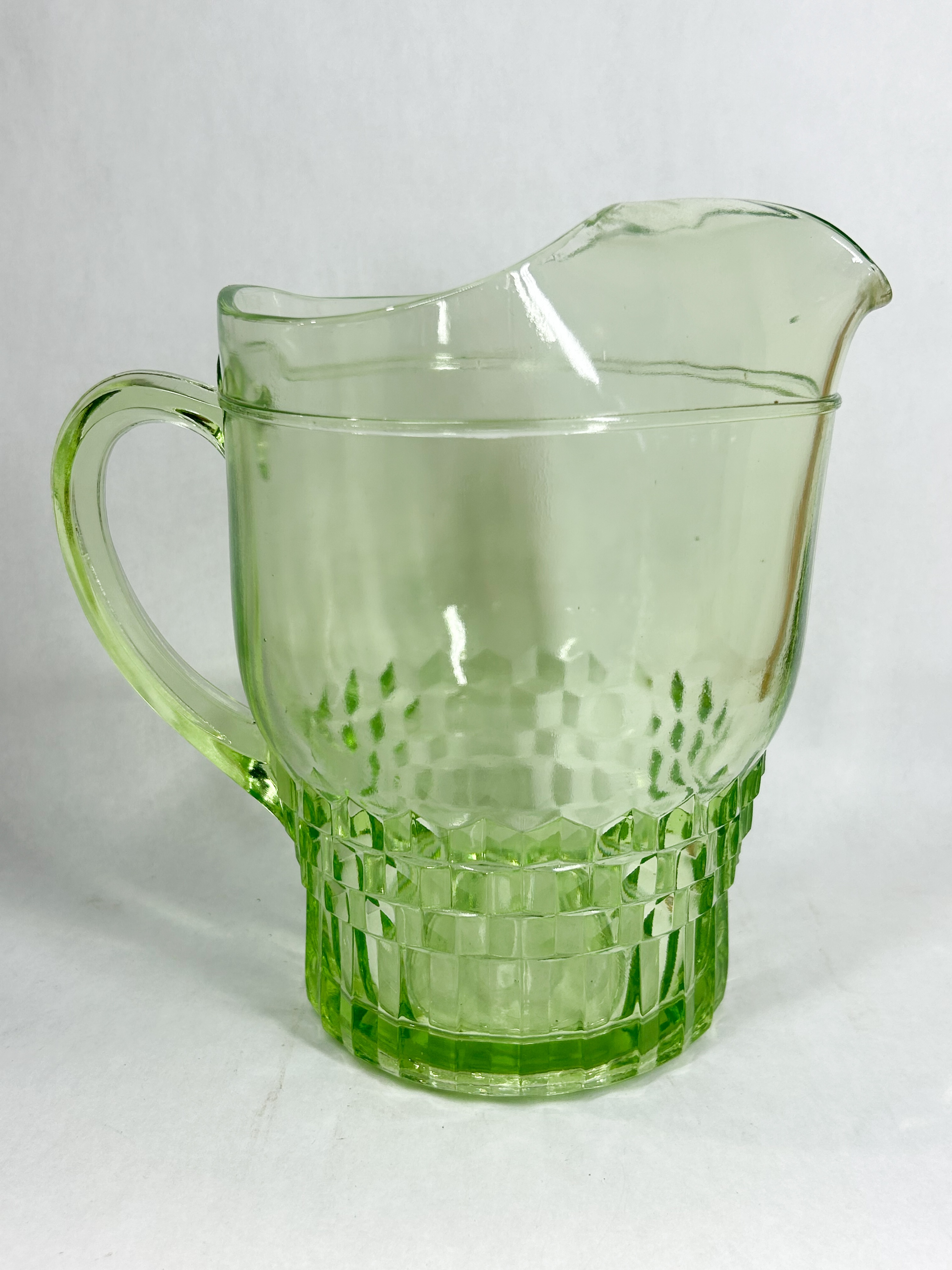 HOCKING WINDSOR PATTERN URANIUM GLASS PITCHER