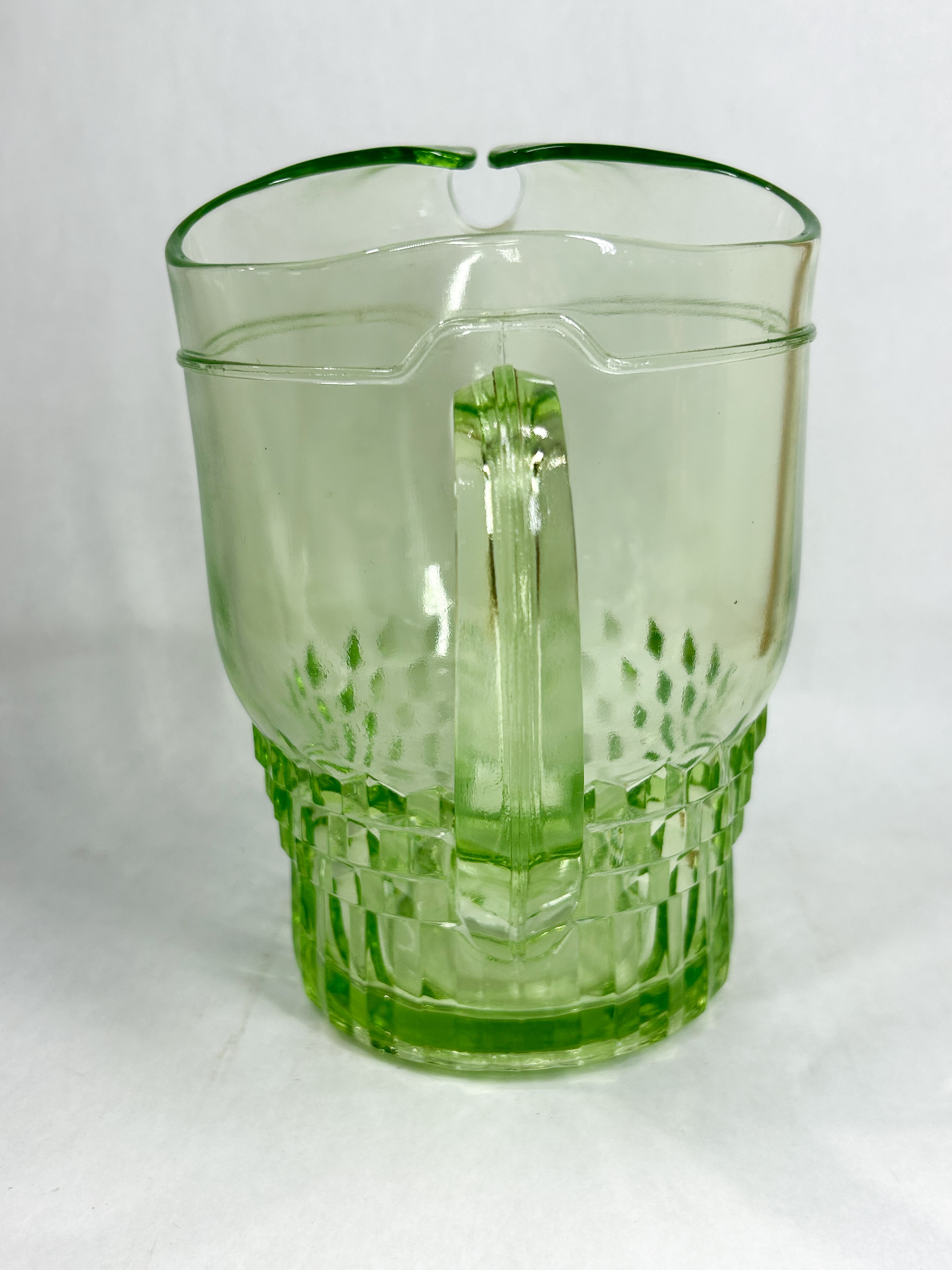 HOCKING WINDSOR PATTERN URANIUM GLASS PITCHER