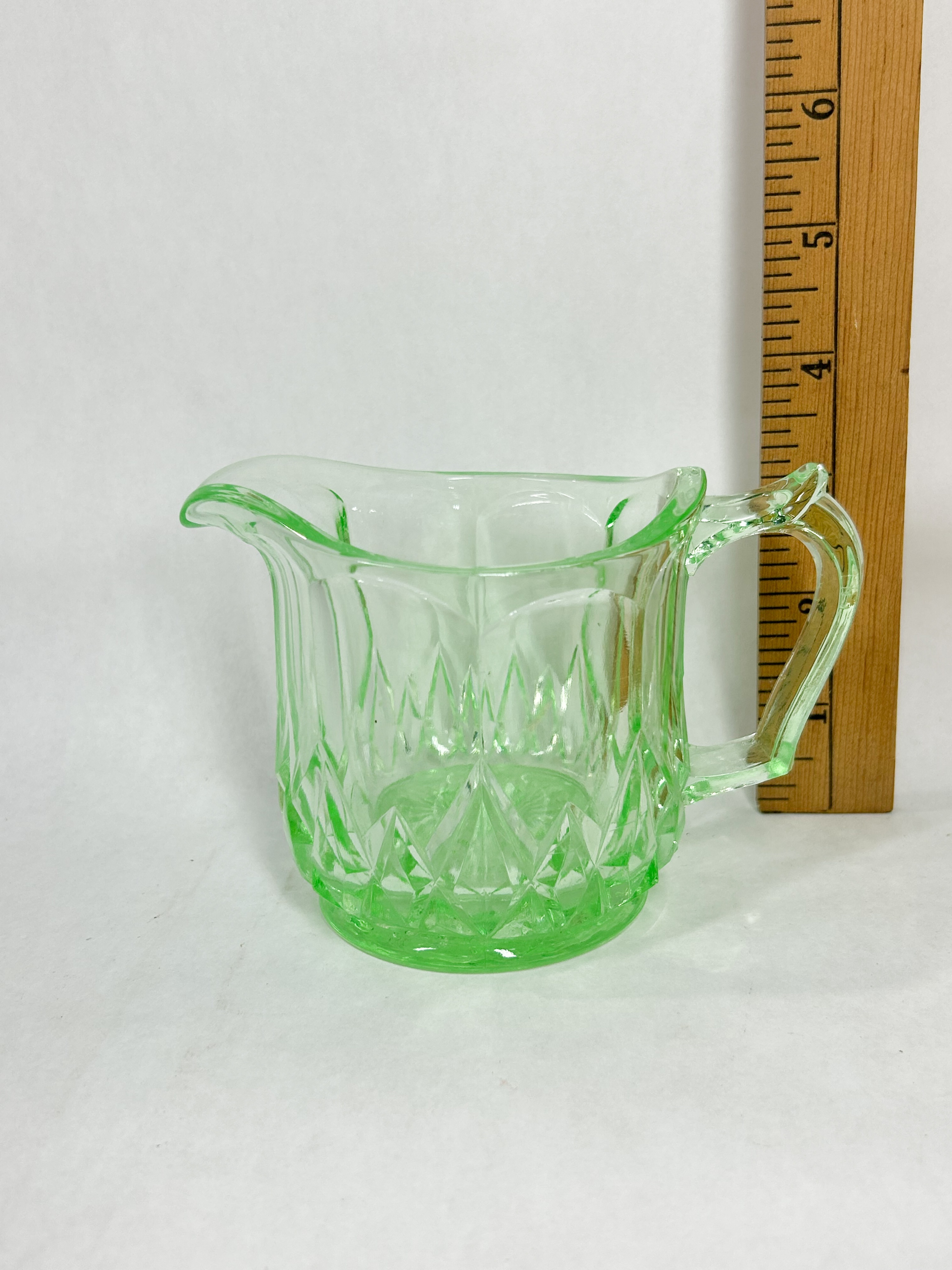 GREEN URANIUM GLASS WINDSOR CREAMER
