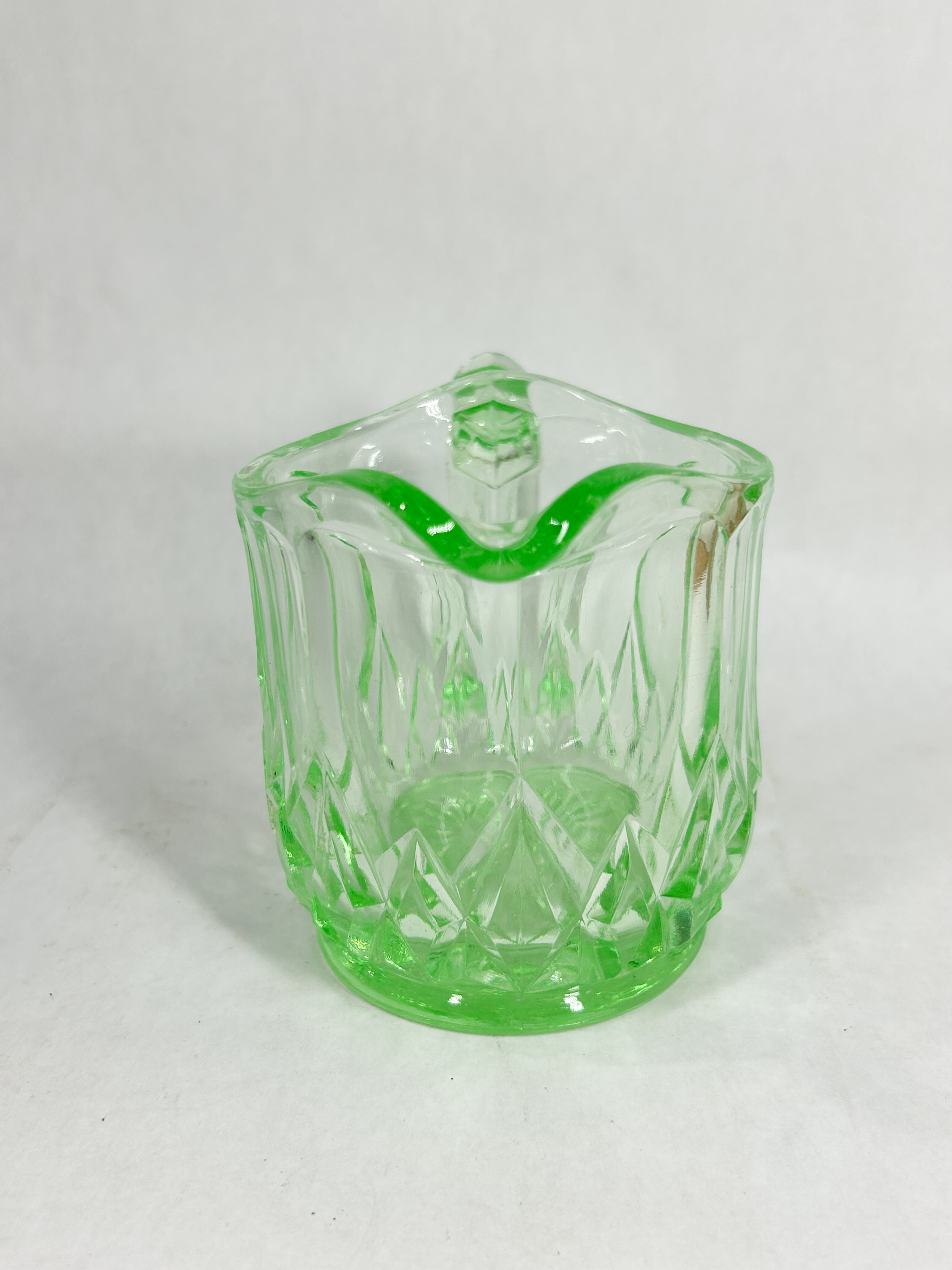 GREEN URANIUM GLASS WINDSOR CREAMER