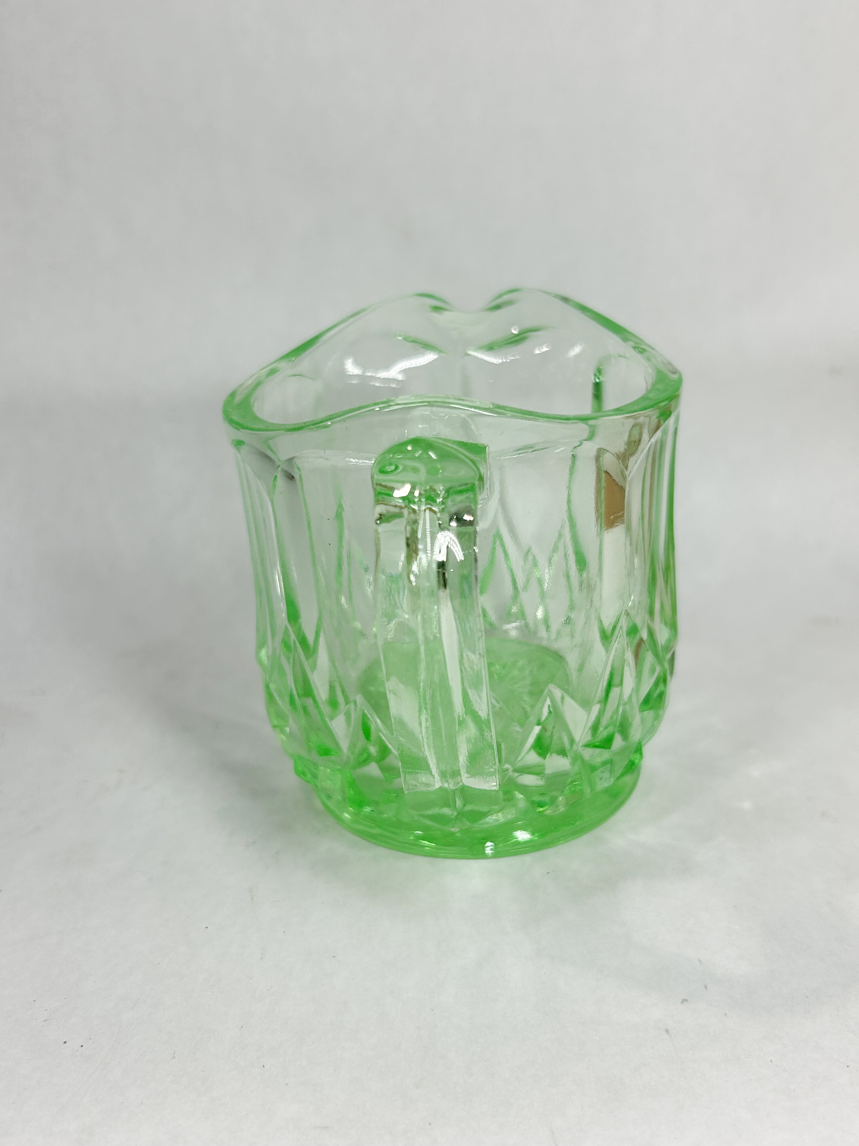 GREEN URANIUM GLASS WINDSOR CREAMER