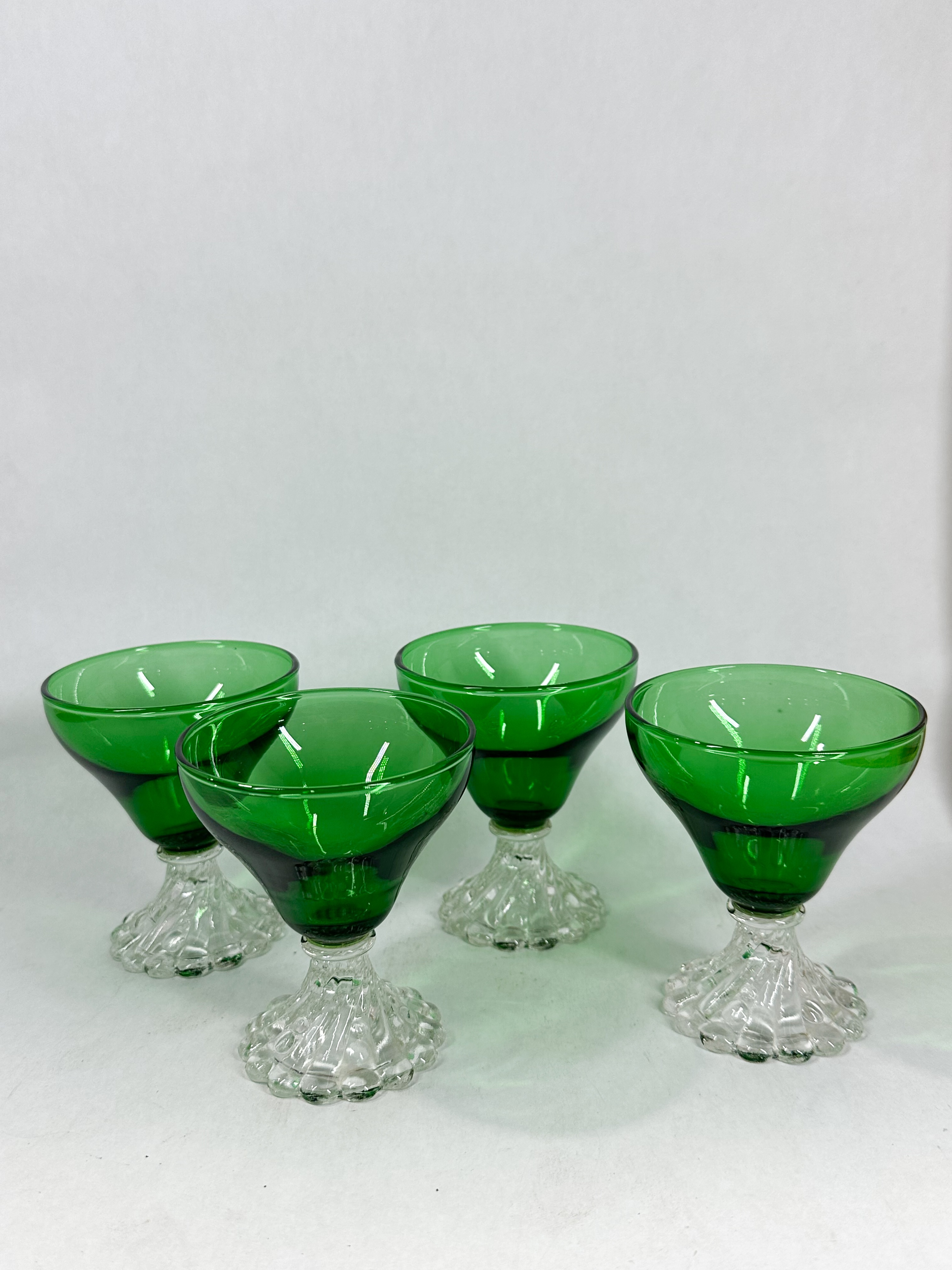 SET OF GLASS DESSERT COUPES, MID-20TH CENTURY