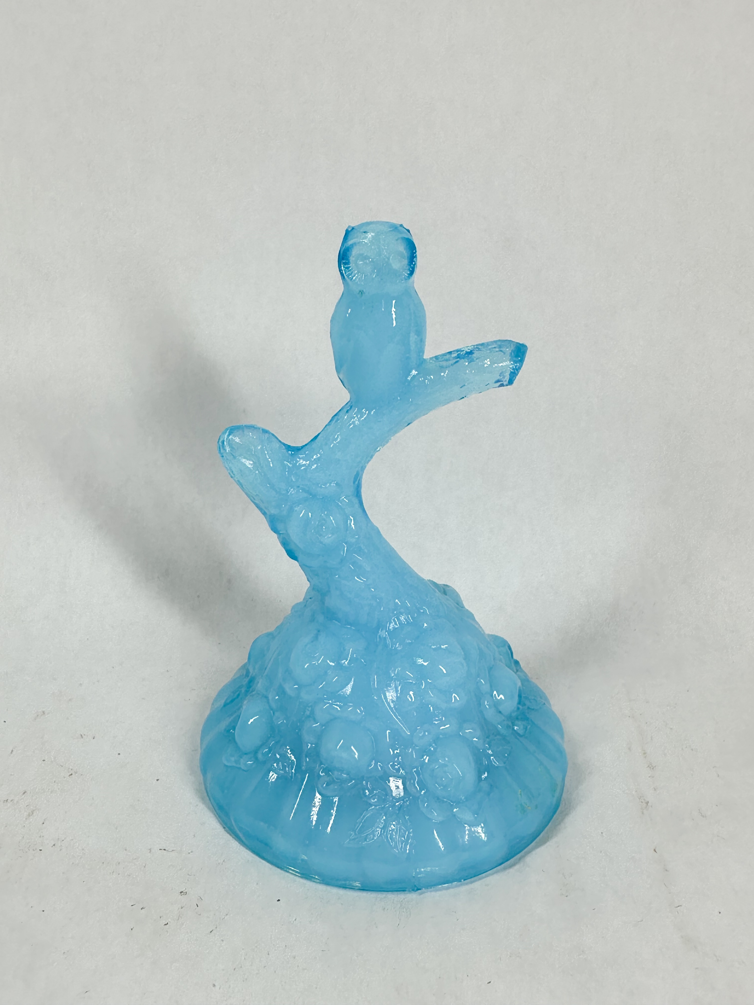 FENTON BLUE SLAG GLASS OWL FIGURINE