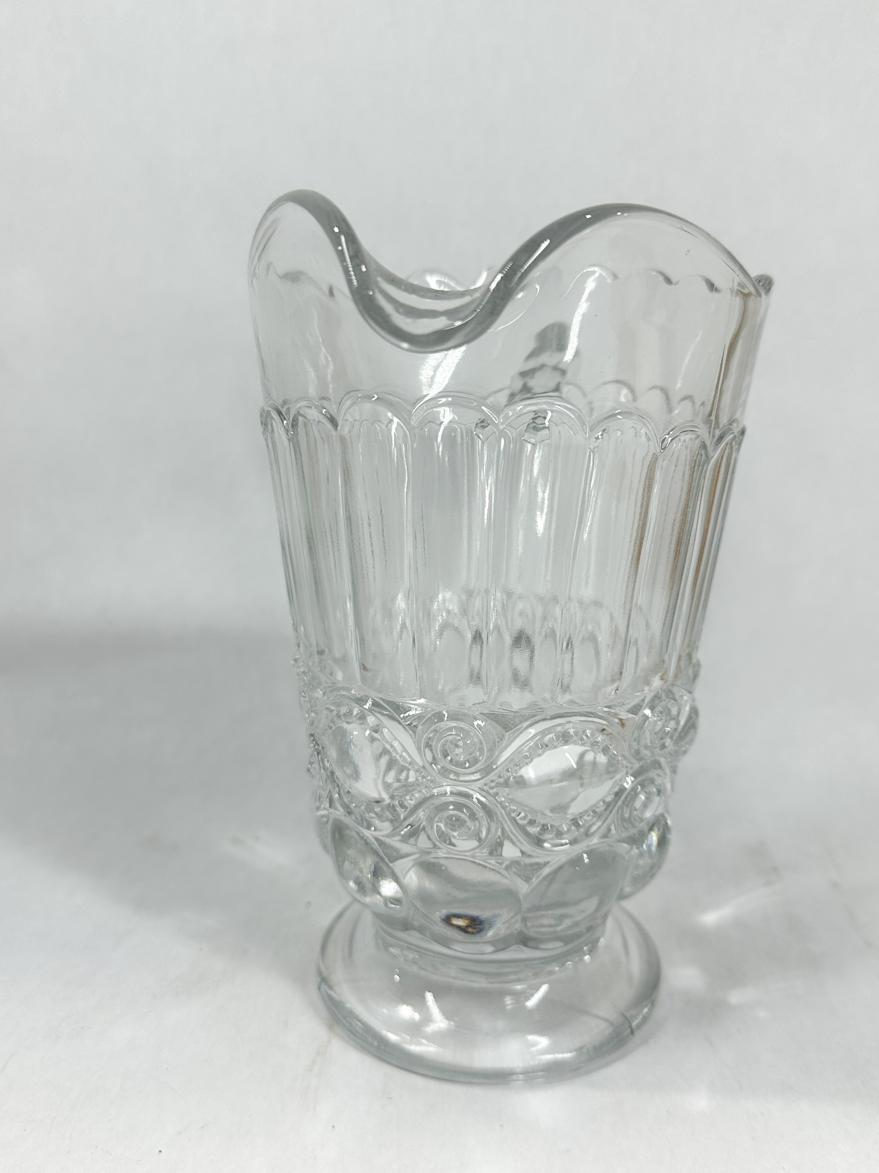 PRESSED CLEAR GLASS FOOTED CREAMER