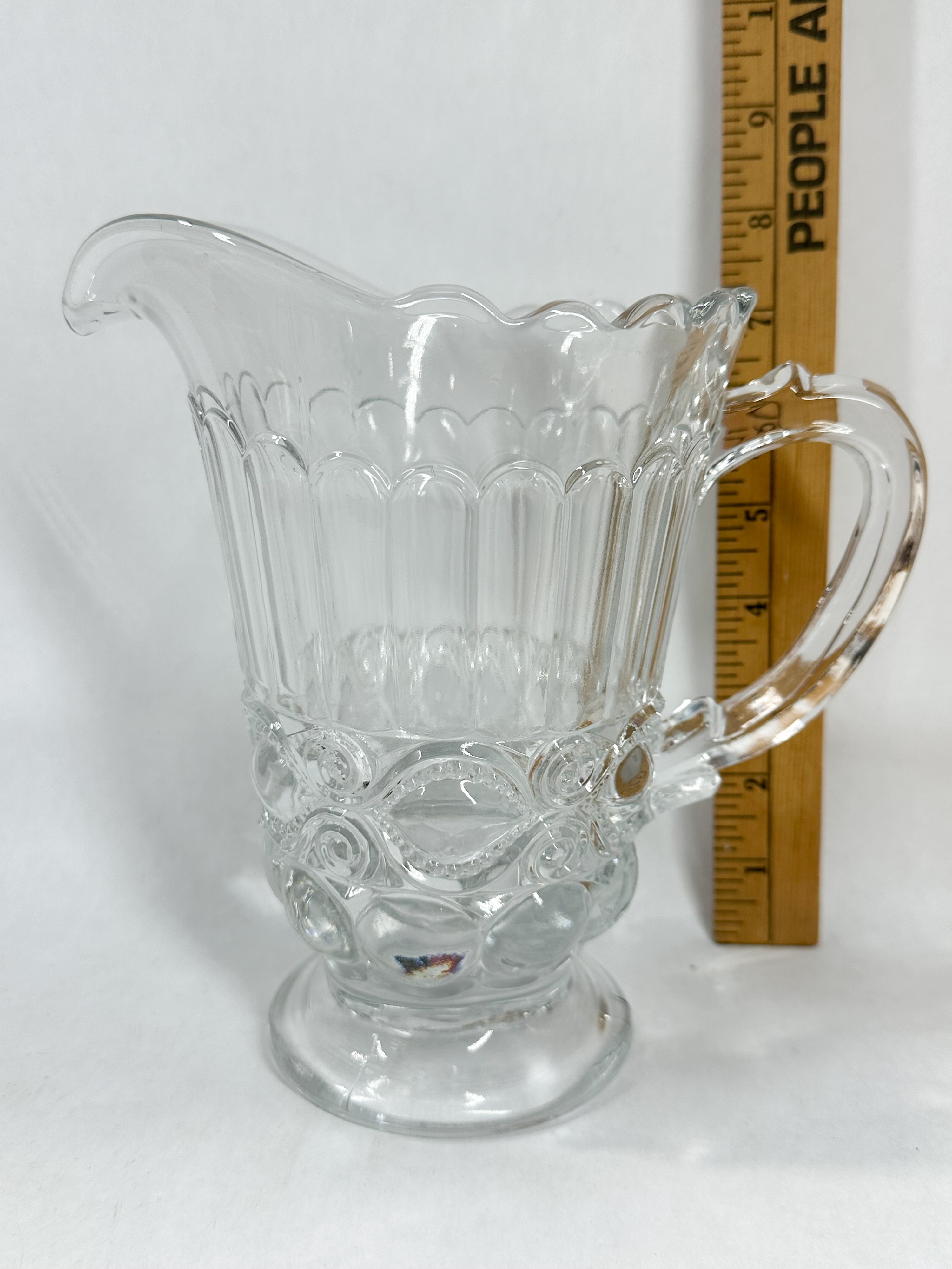 PRESSED CLEAR GLASS FOOTED CREAMER