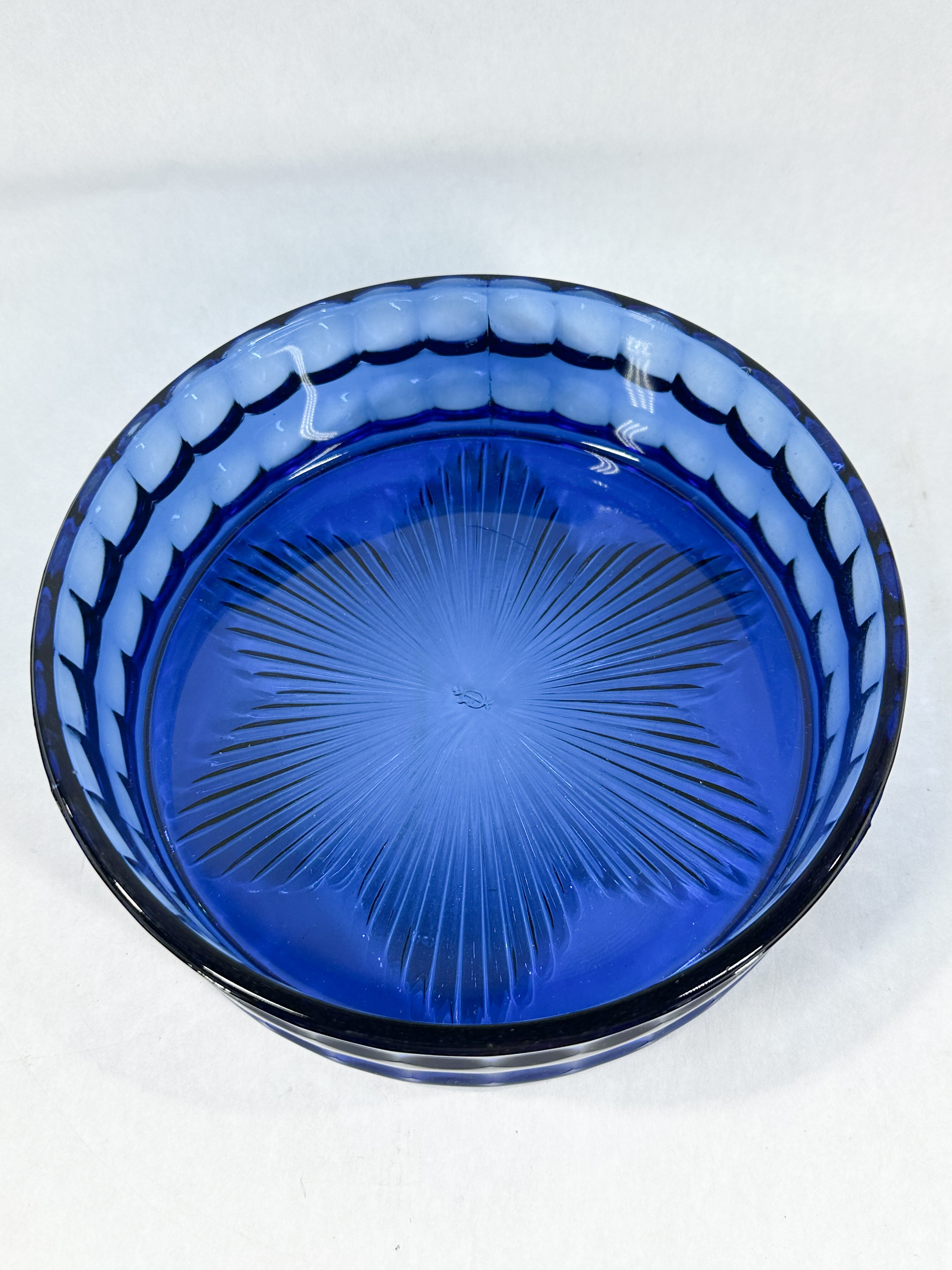 COBALT BLUE PRESSED GLASS BOWL