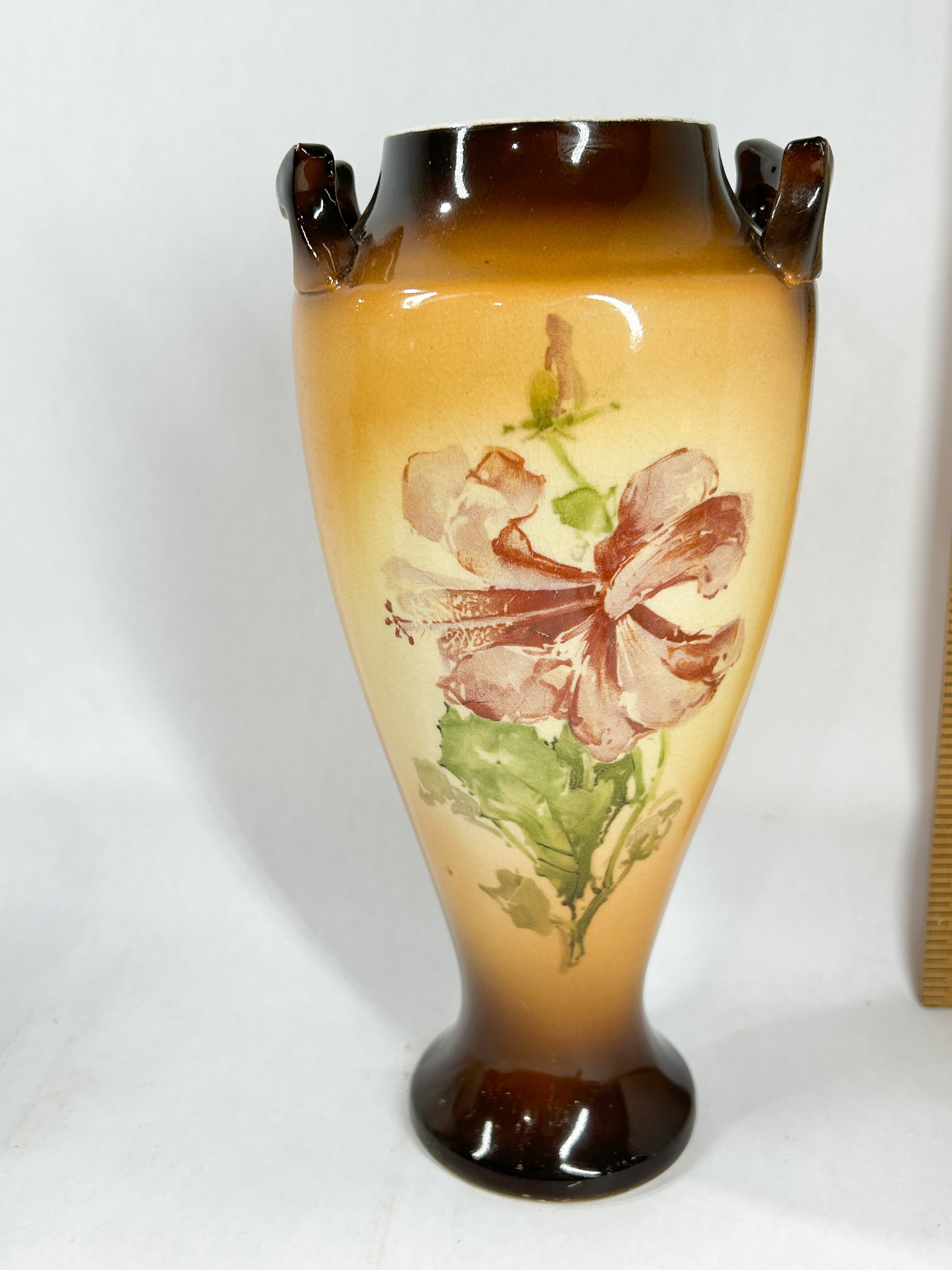 THREE GLASS DECORATIVE VASES