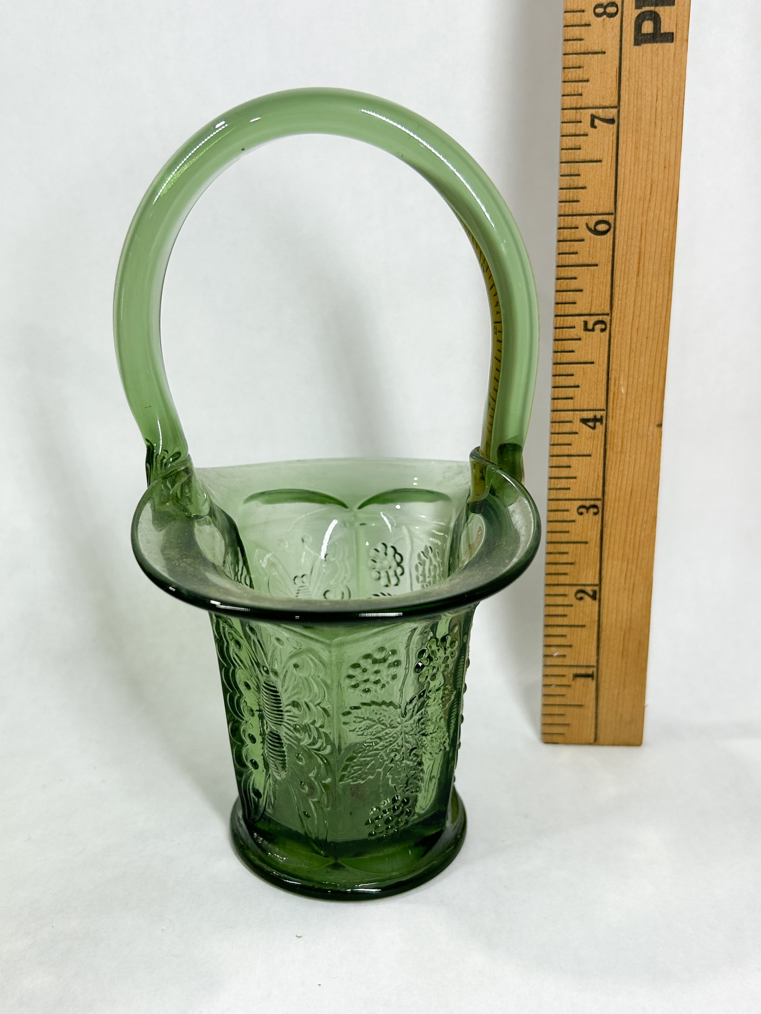 FENTON GREEN ART GLASS BASKETS