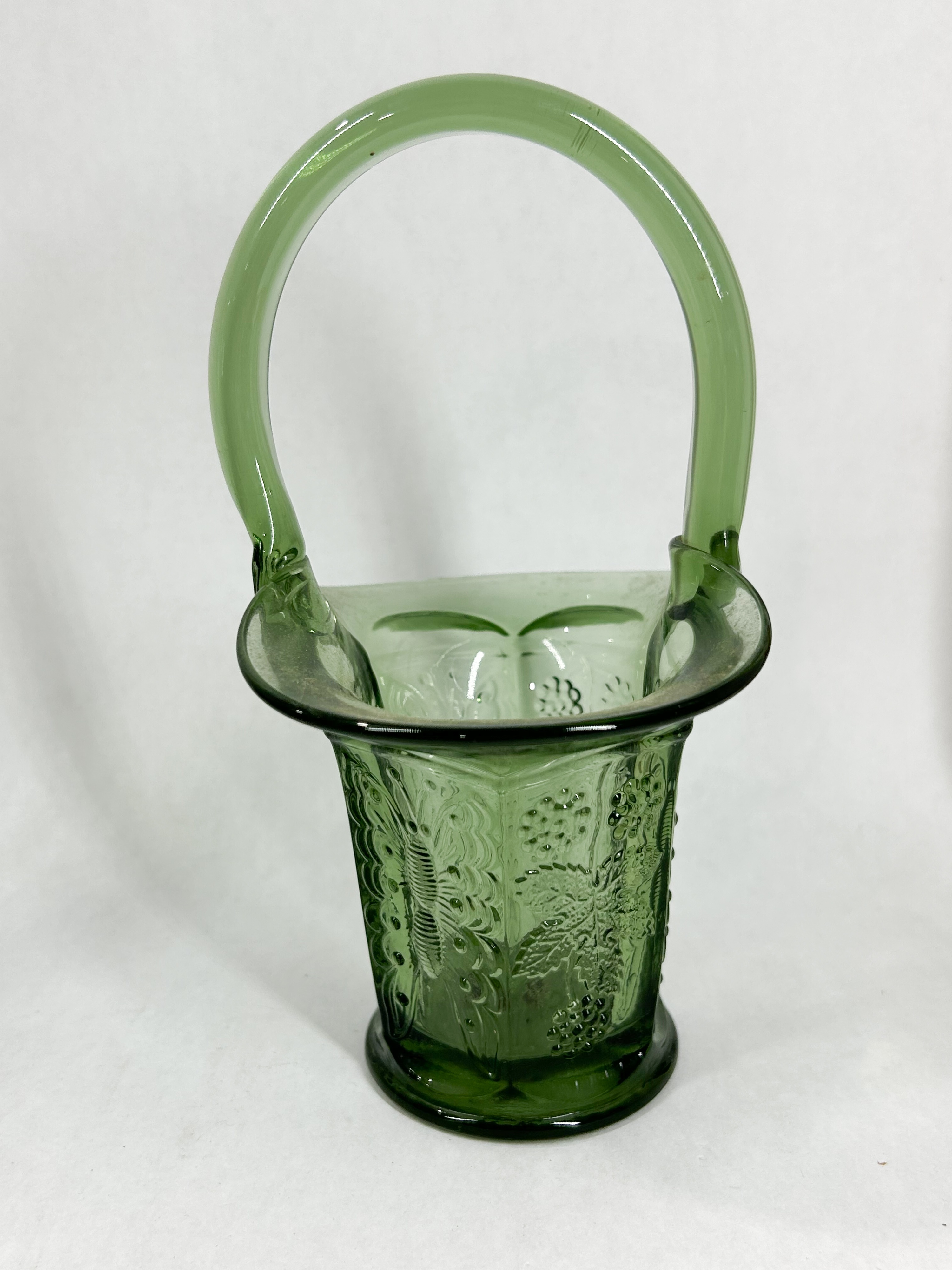FENTON GREEN ART GLASS BASKETS