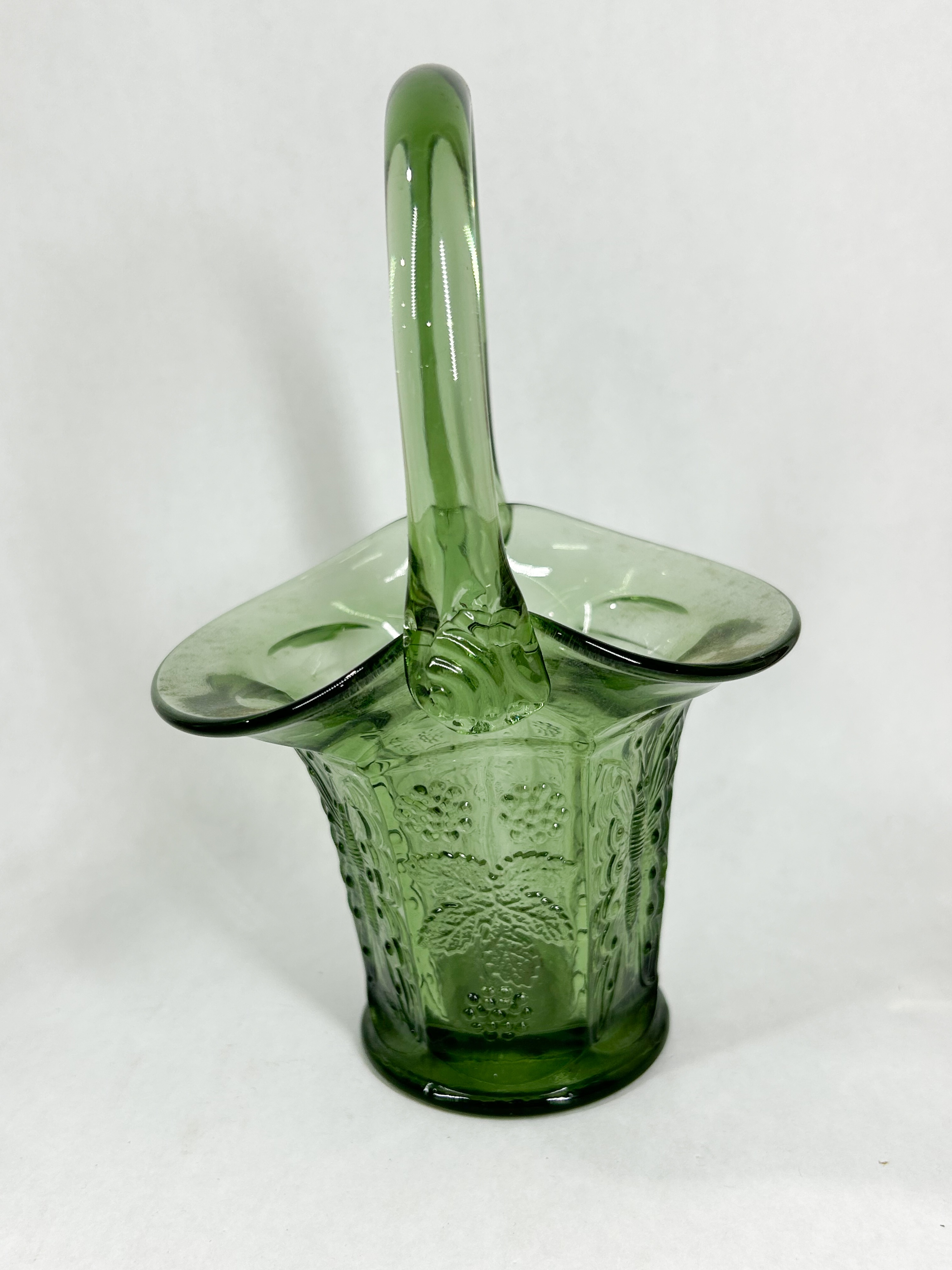 FENTON GREEN ART GLASS BASKETS