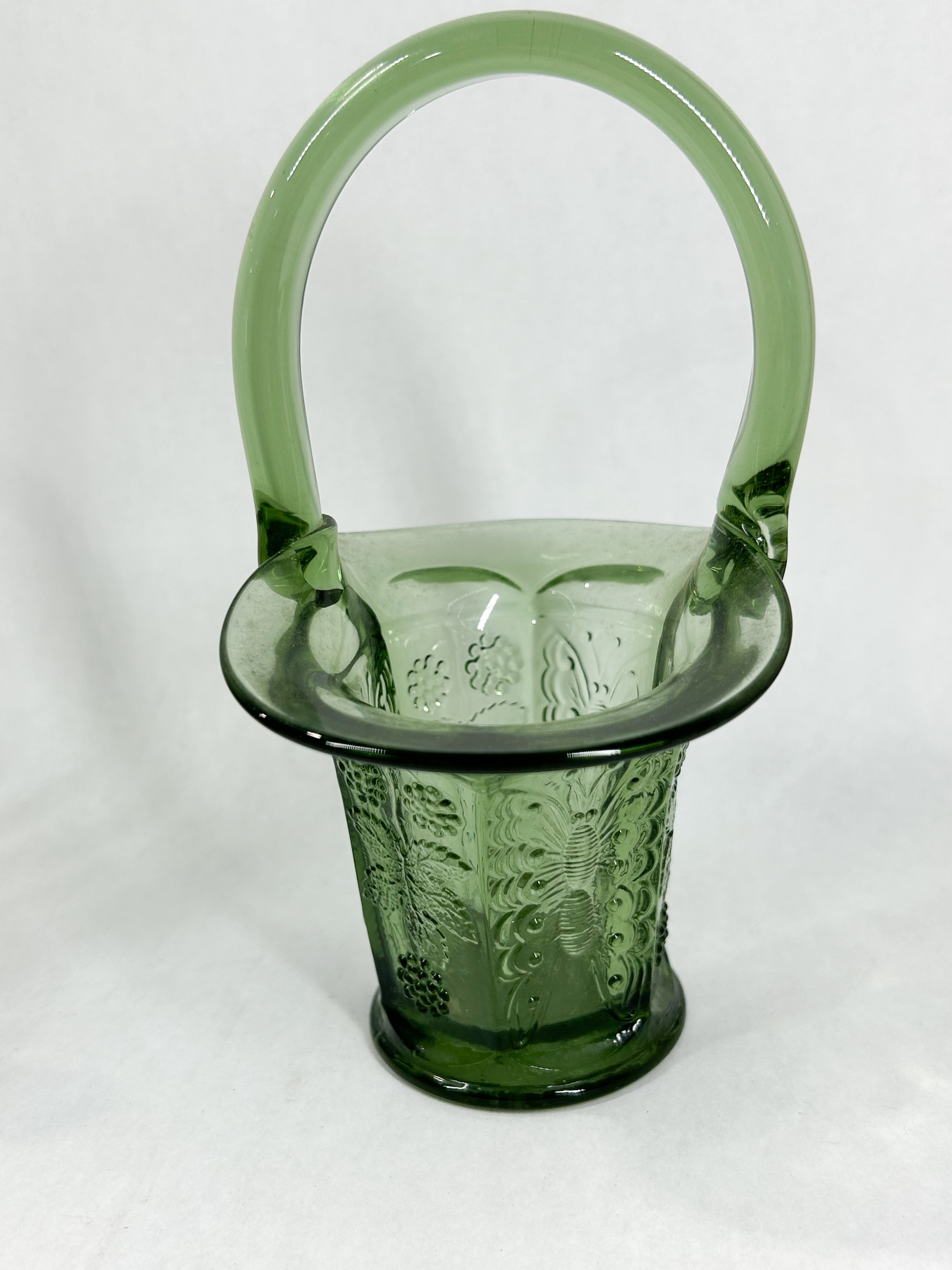 FENTON GREEN ART GLASS BASKETS