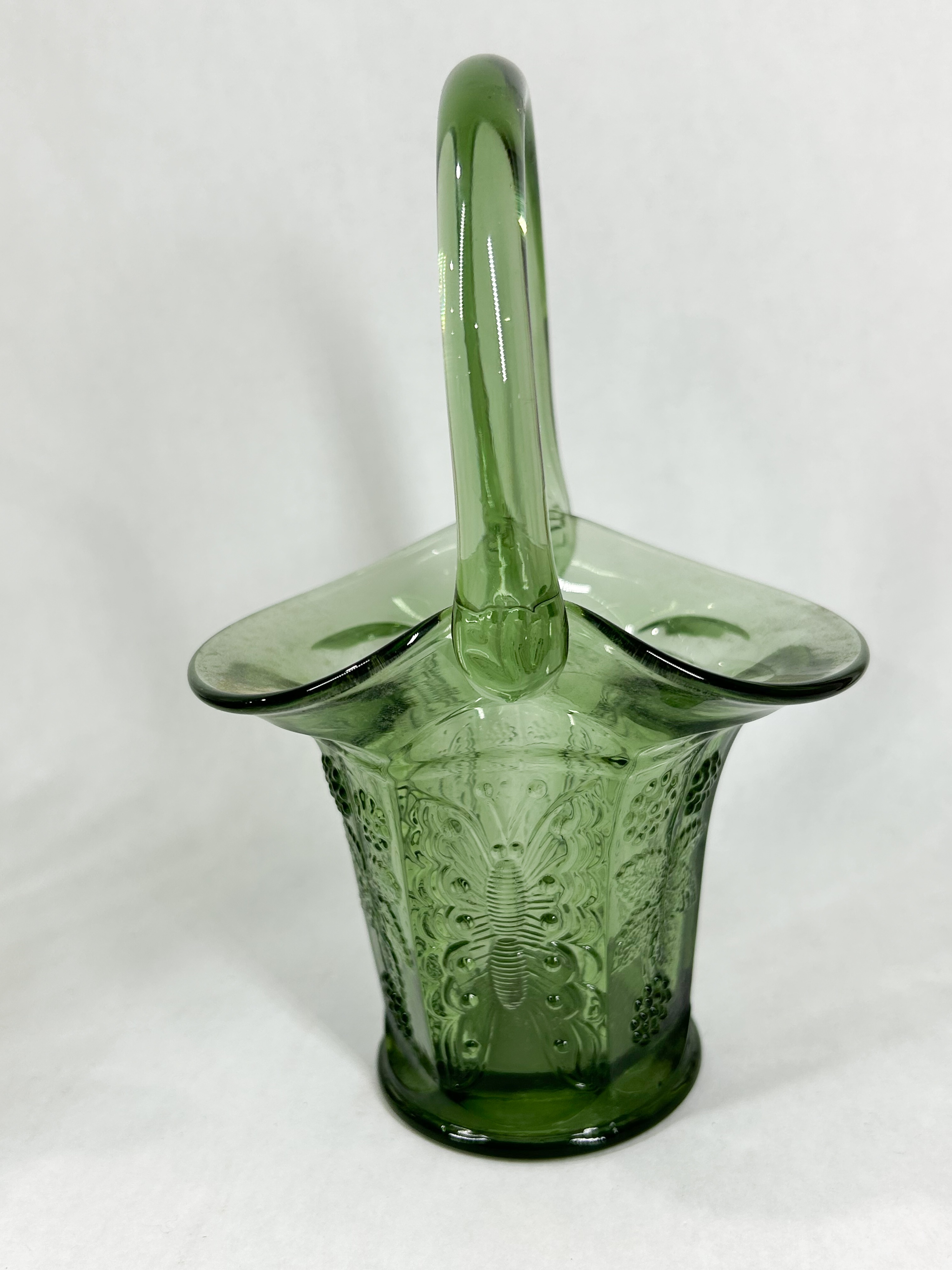 FENTON GREEN ART GLASS BASKETS