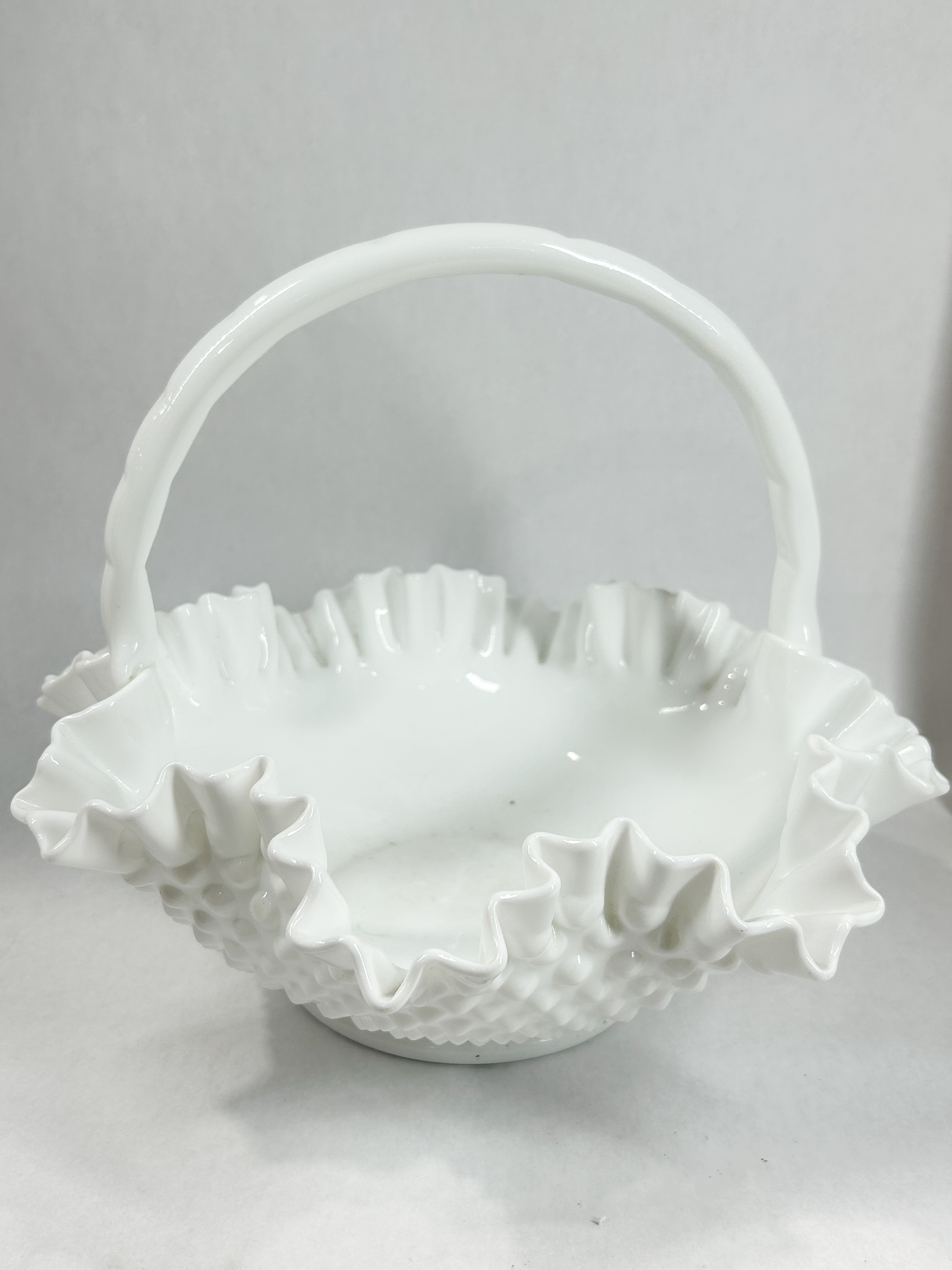 TWO WHITE MILK GLASS BASKETS