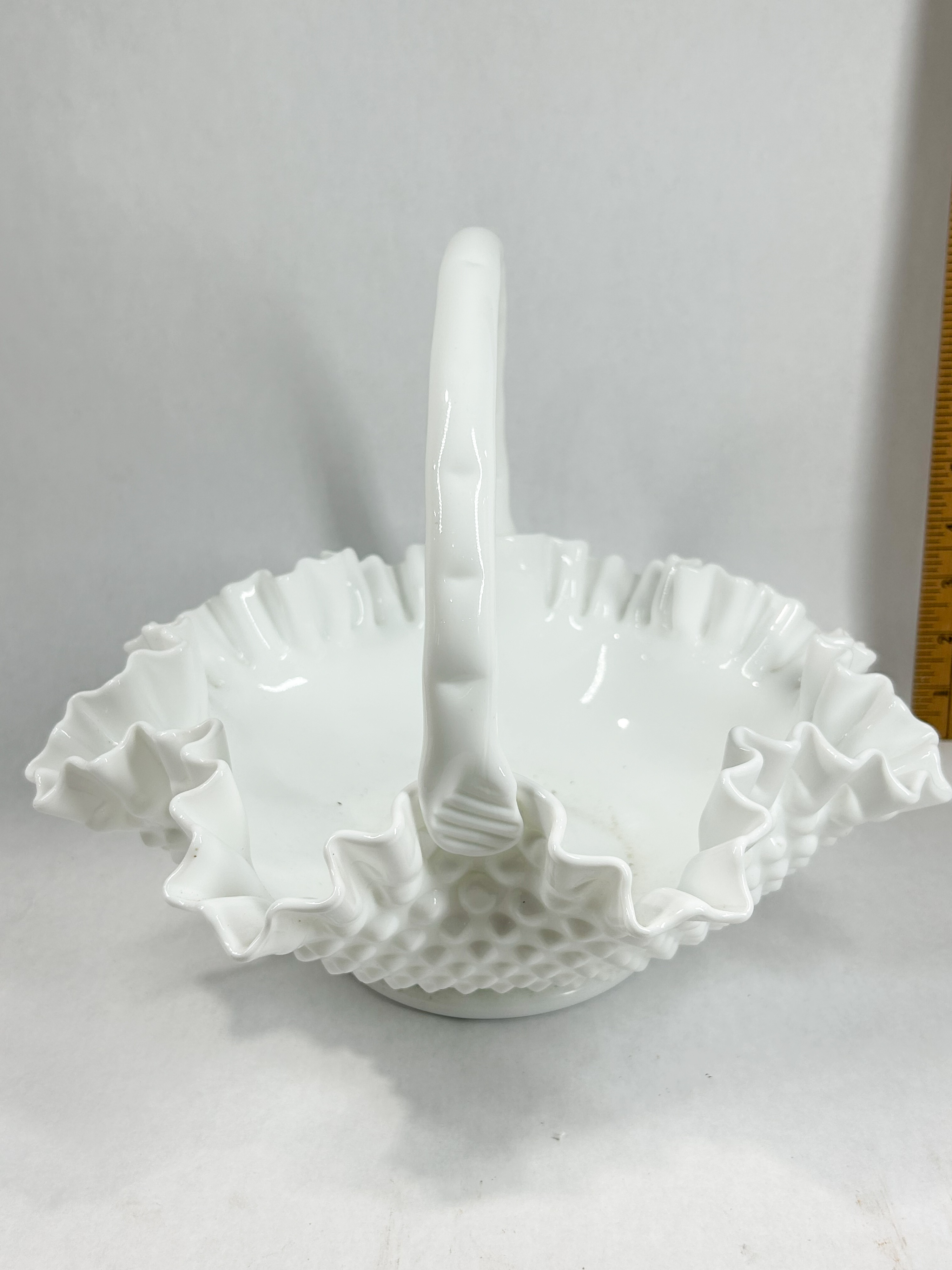 TWO WHITE MILK GLASS BASKETS