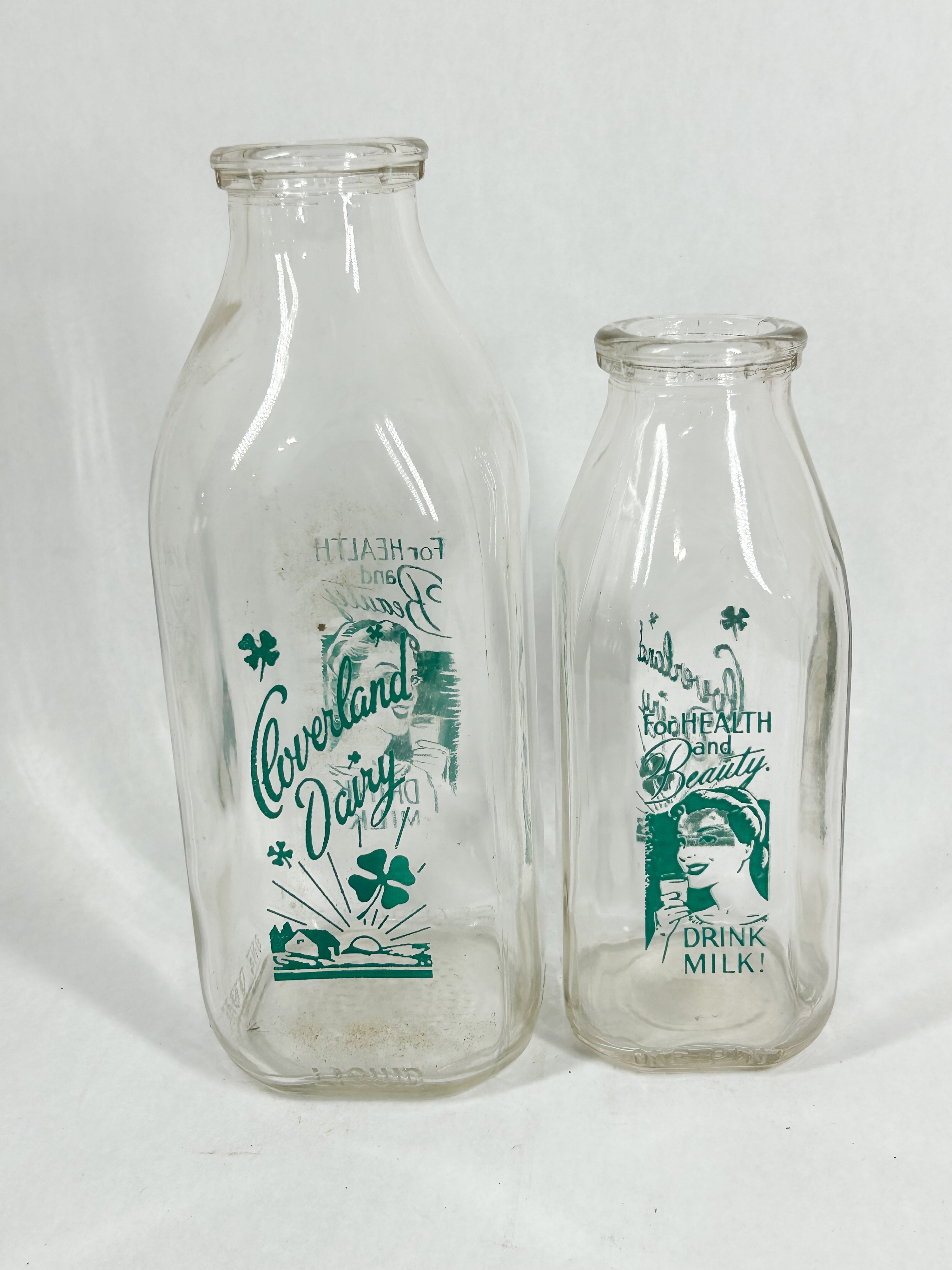 CLOVERLAND DAIRY GLASS MILK BOTTLES