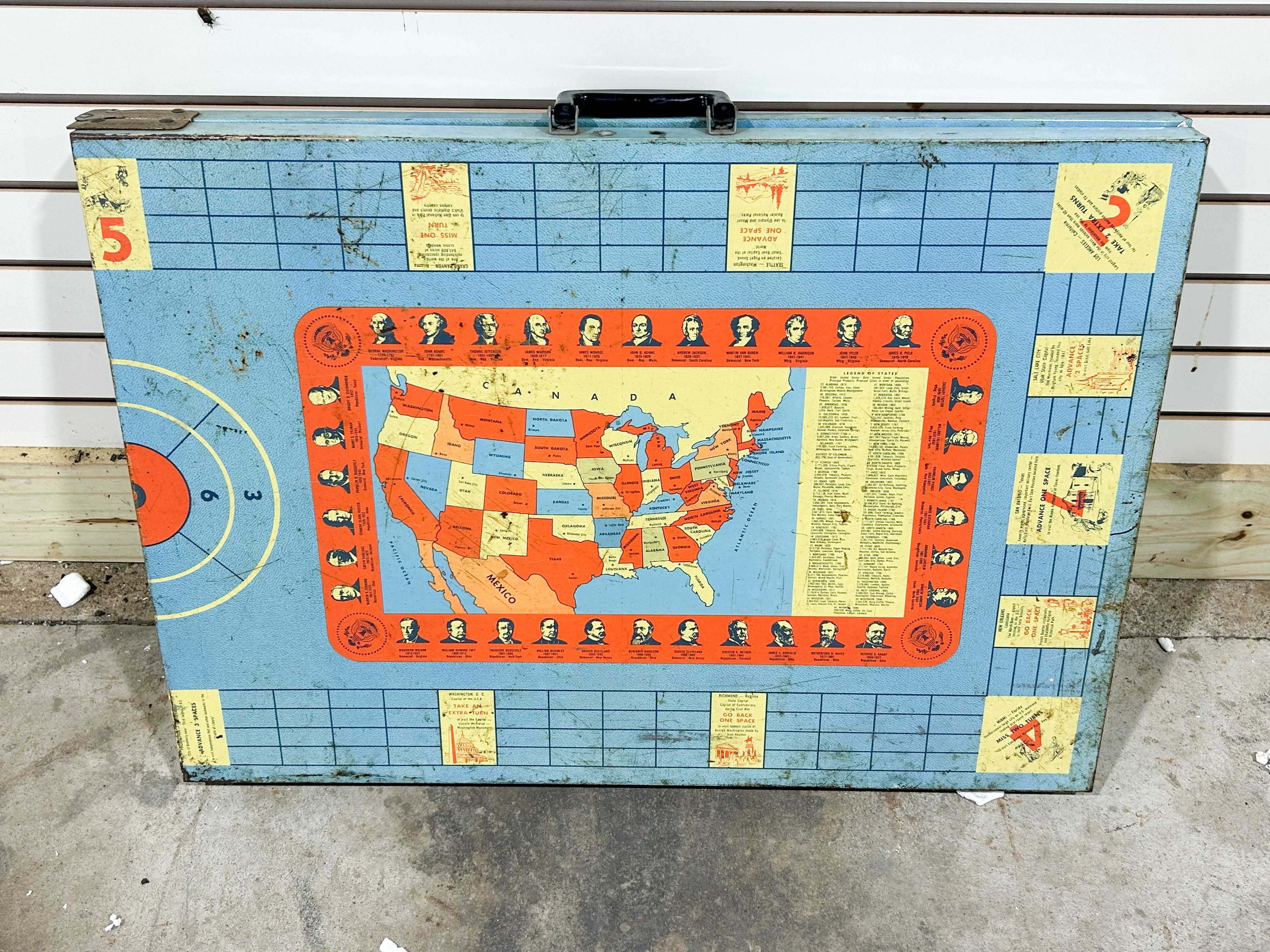 LITHOGRAPHED TIN FOLDING GAME TABLE, 1950S