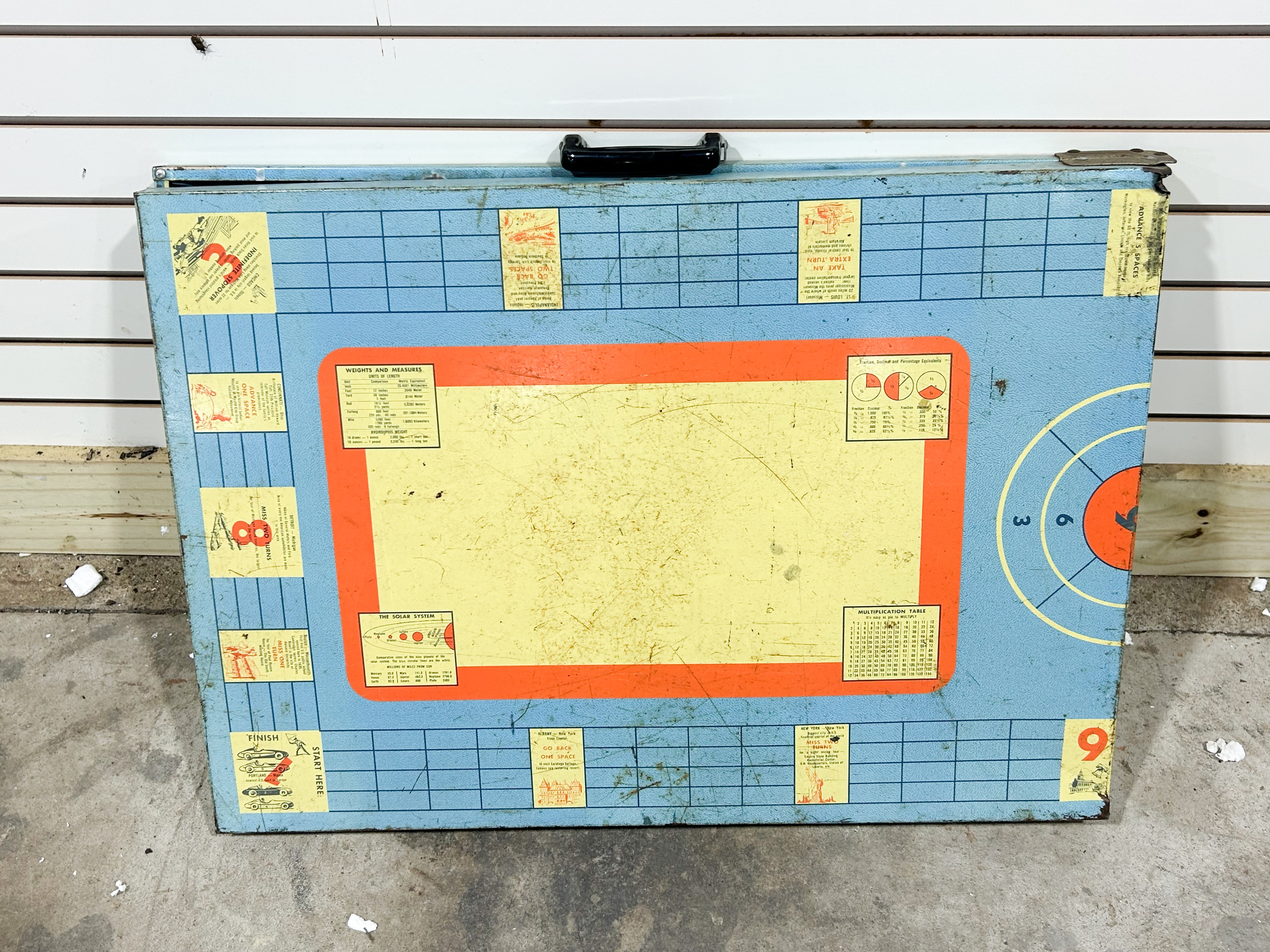 LITHOGRAPHED TIN FOLDING GAME TABLE, 1950S