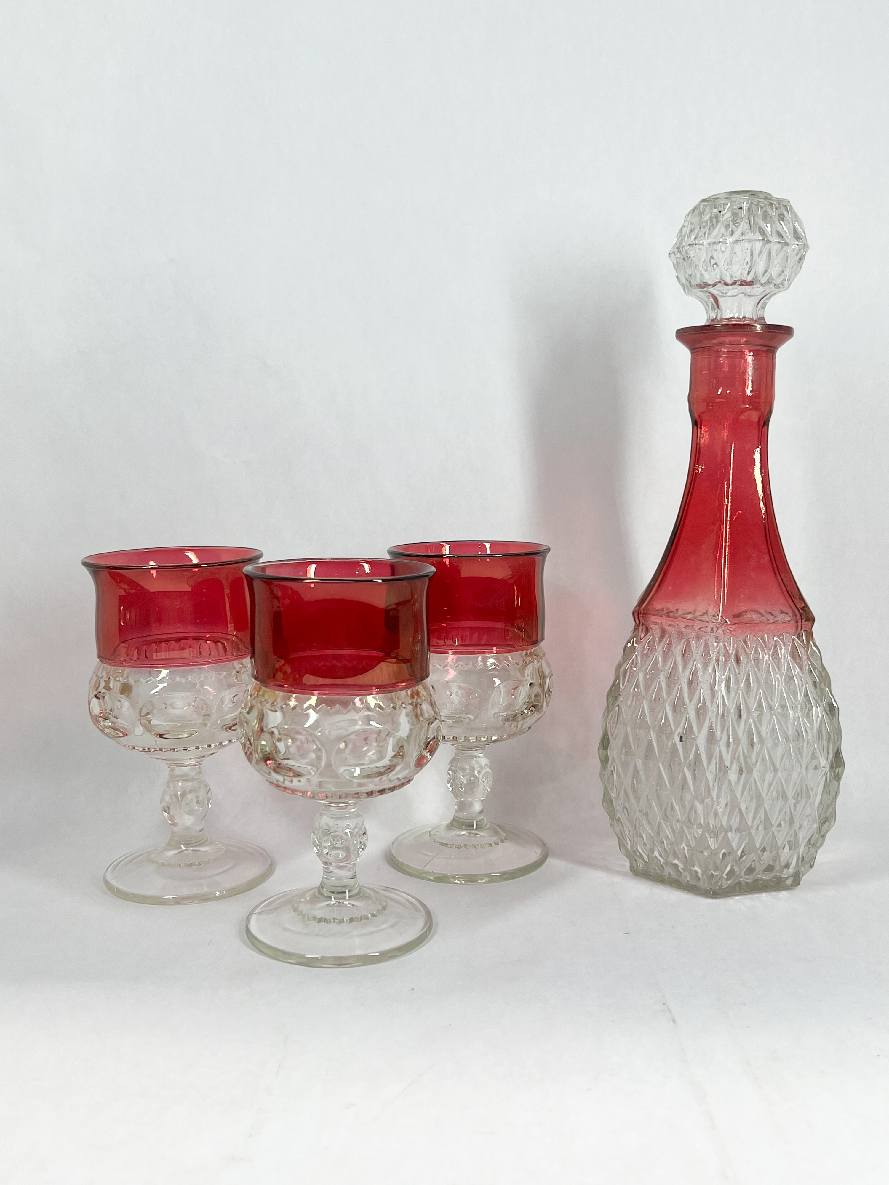 INDIANA RUBY FLASHED PRESSED GLASS SERVICE