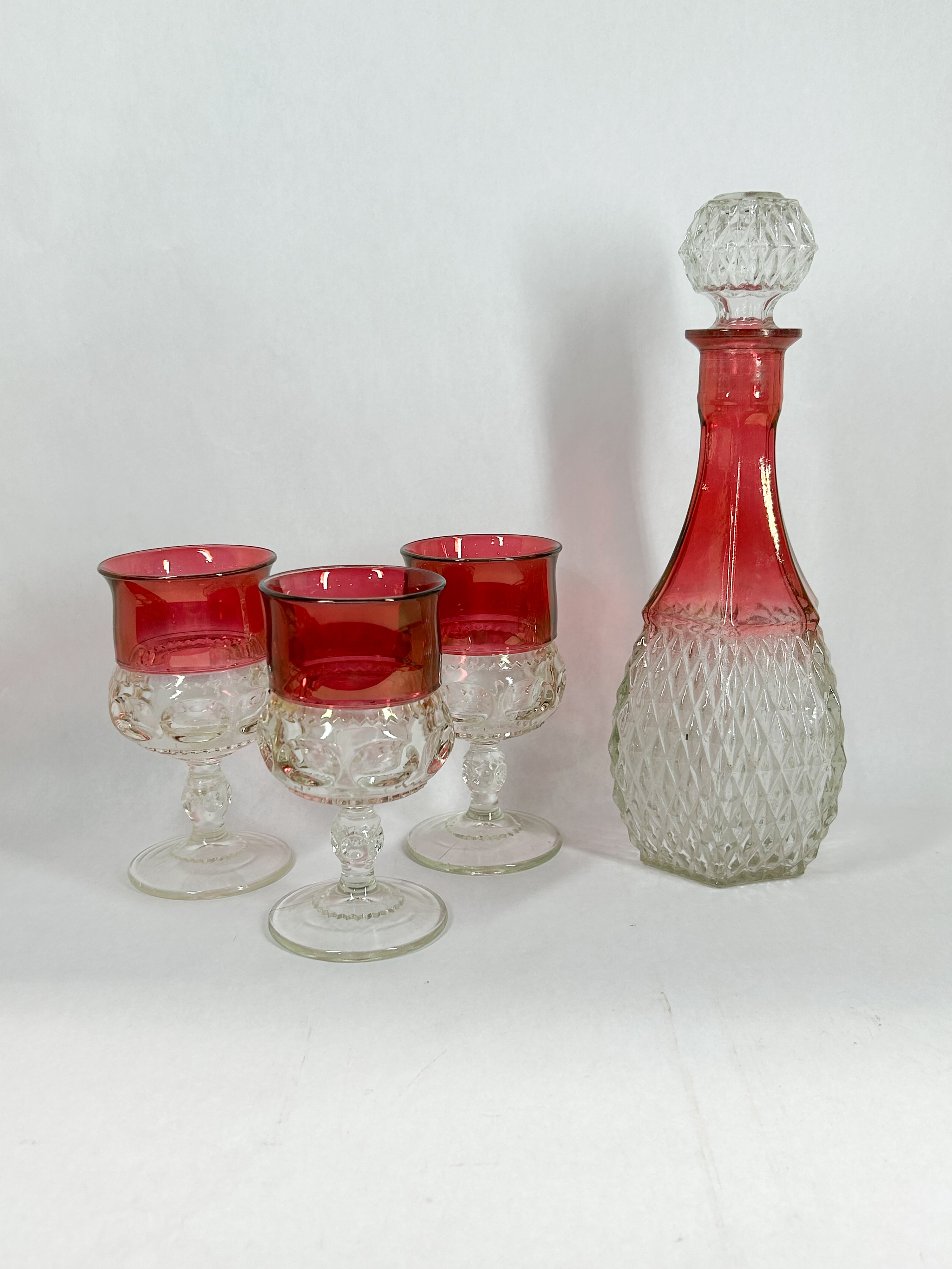INDIANA RUBY FLASHED PRESSED GLASS SERVICE