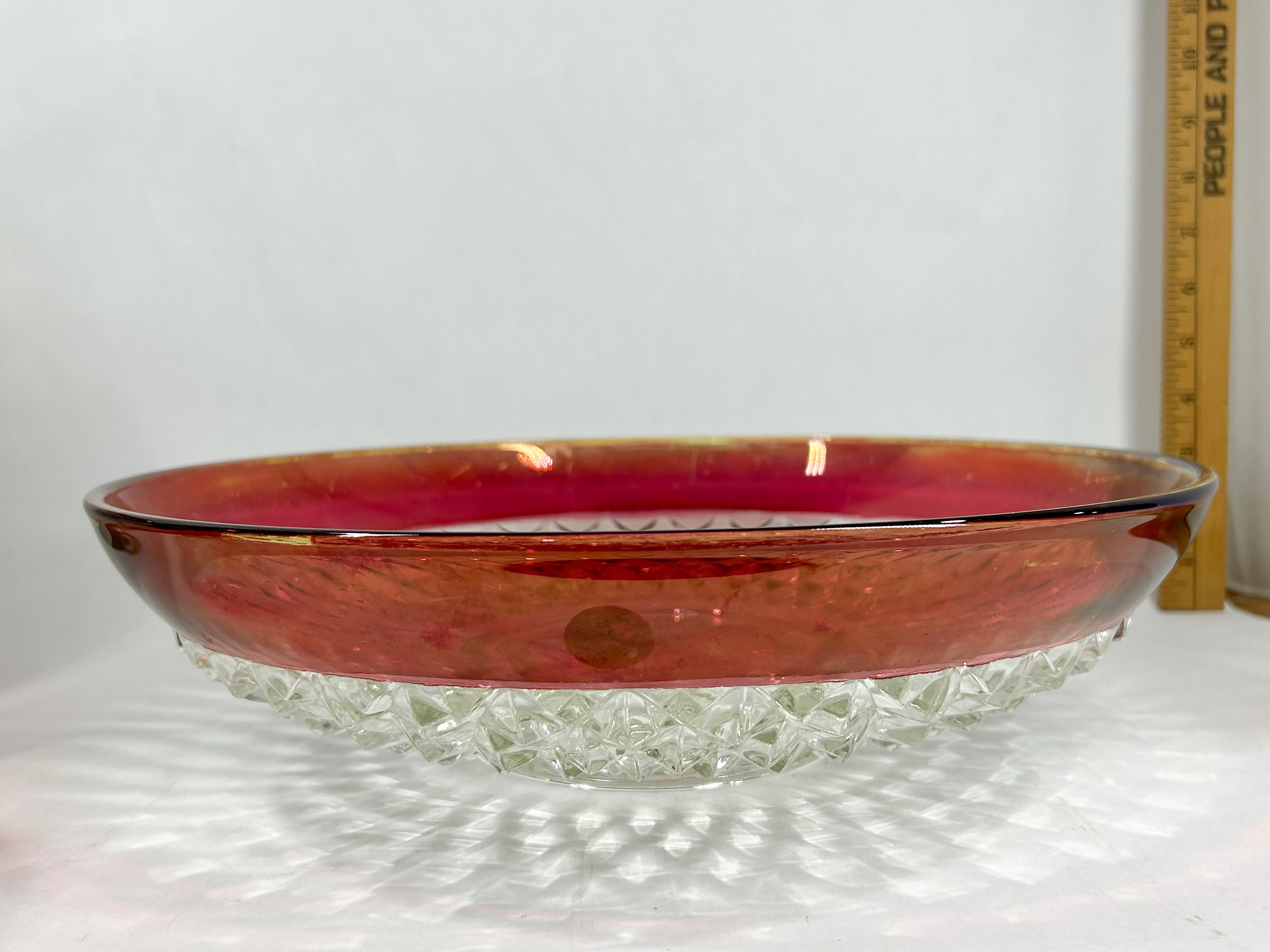 INDIANA RUBY STAINED DIAMOND POINT GLASS TABLEWARE